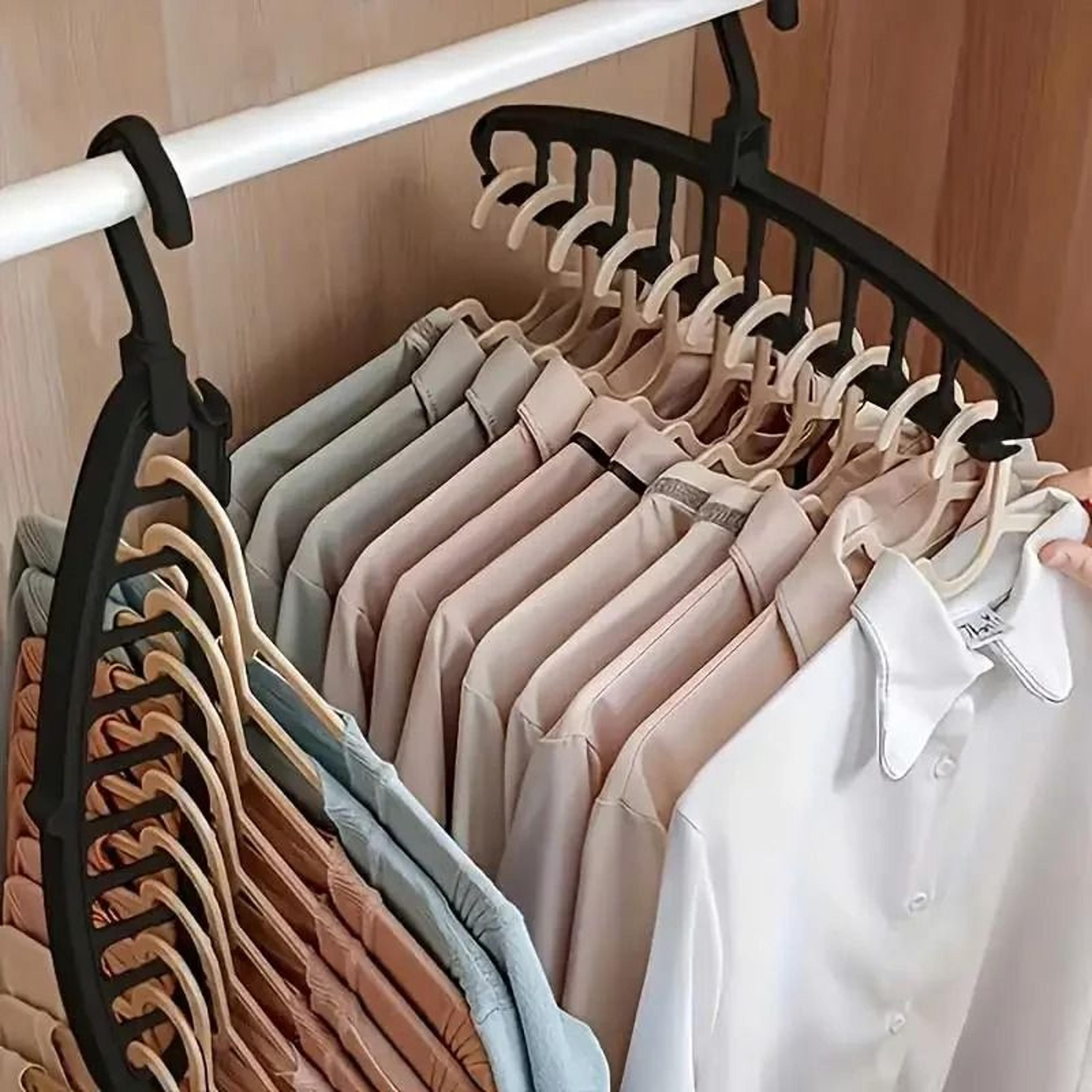 Folding Multi Hole Space Saving Clothes Hanger Non Slip Wardrobe Organizer 2