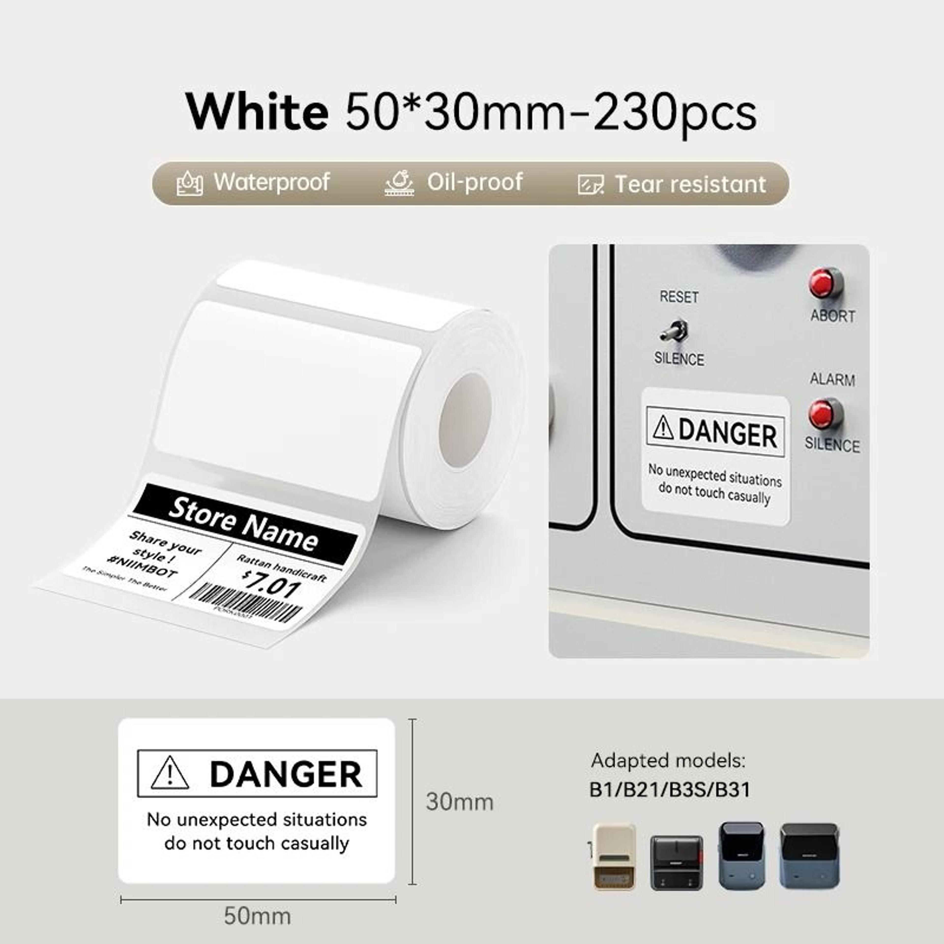 6Roll Bulk Pack Waterproof  OilProof Thermal Label Sticker Tape 6