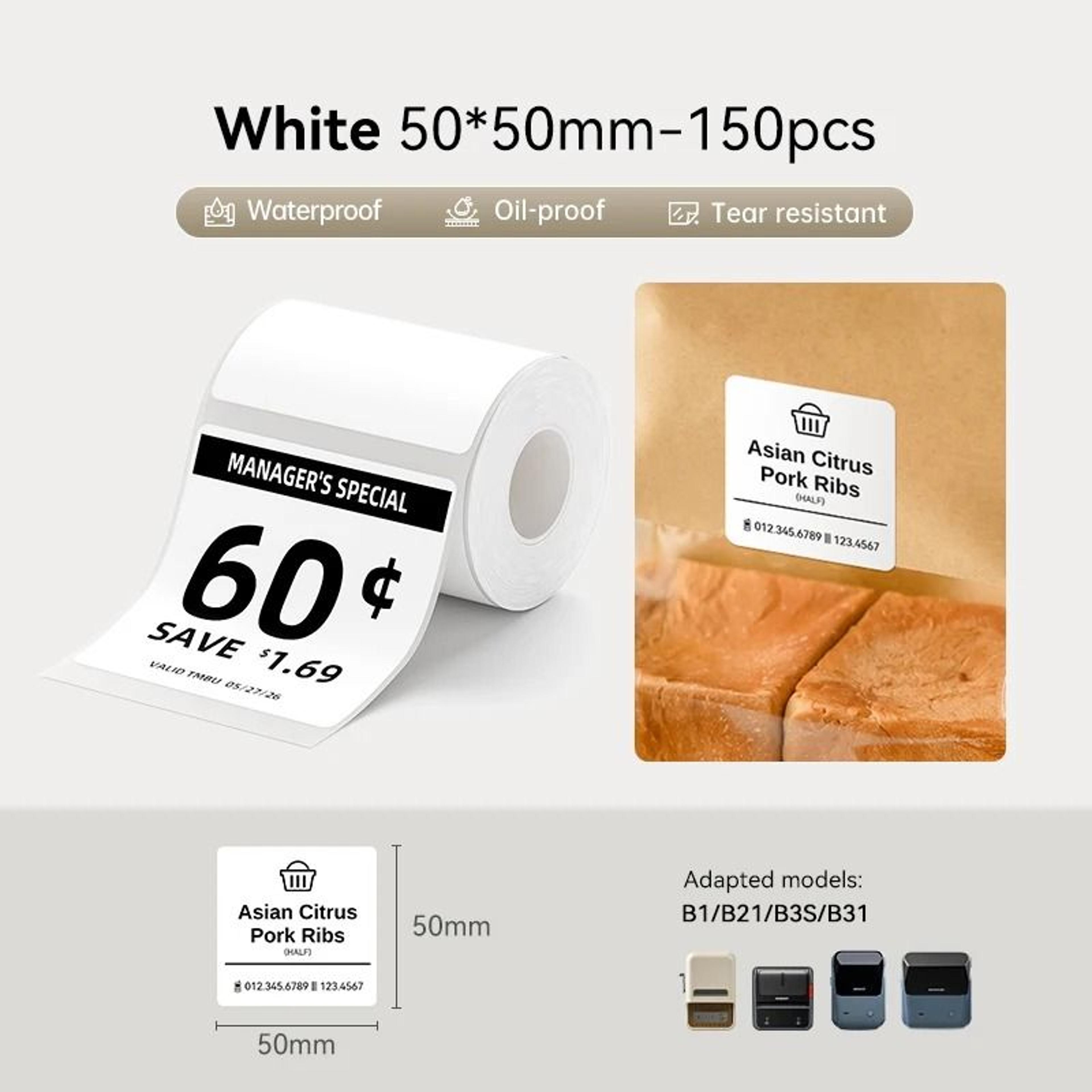6Roll Bulk Pack Waterproof  OilProof Thermal Label Sticker Tape 16