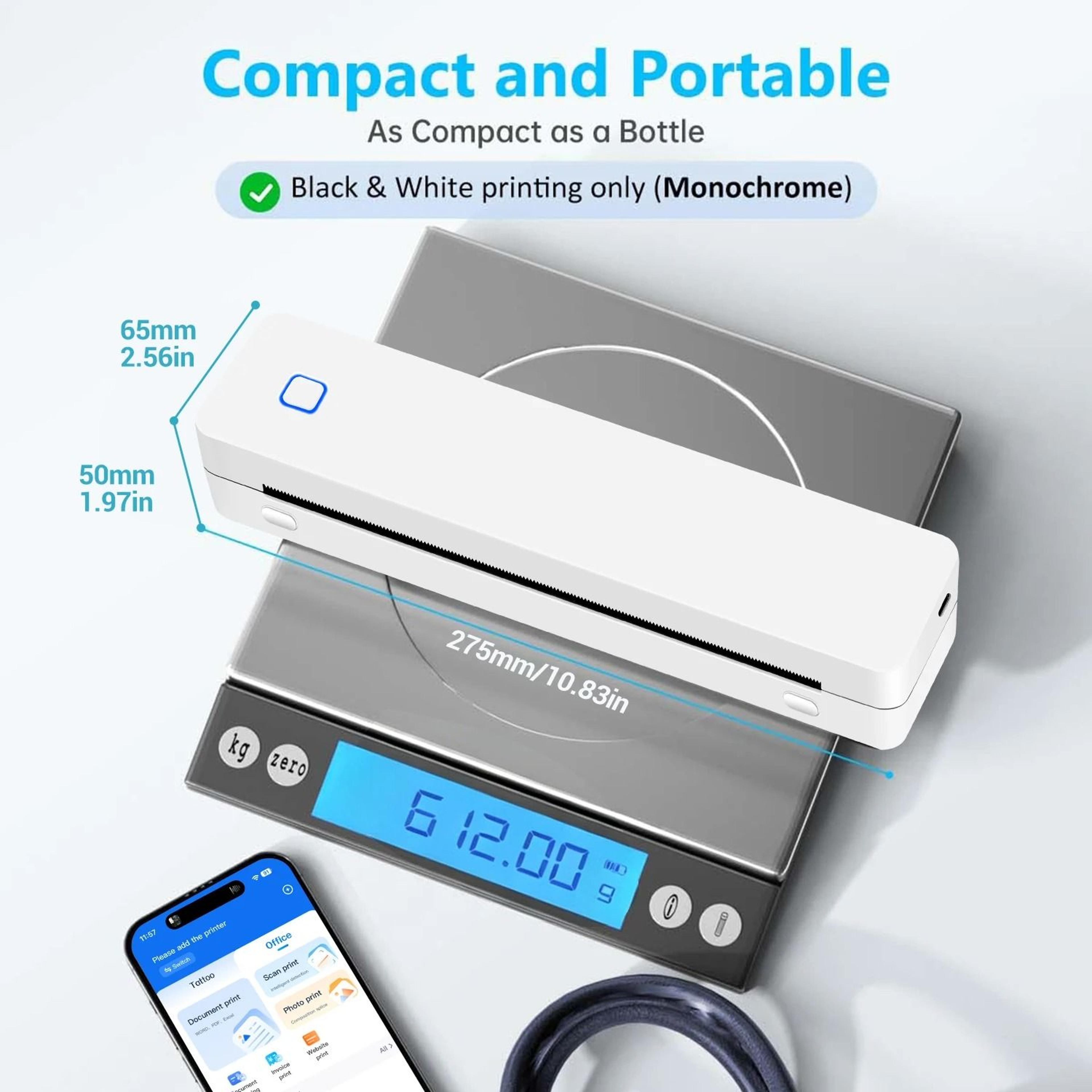 Bluetooth Portable Thermal A4 Printer Mobile Inkless Travel Document Printer 3