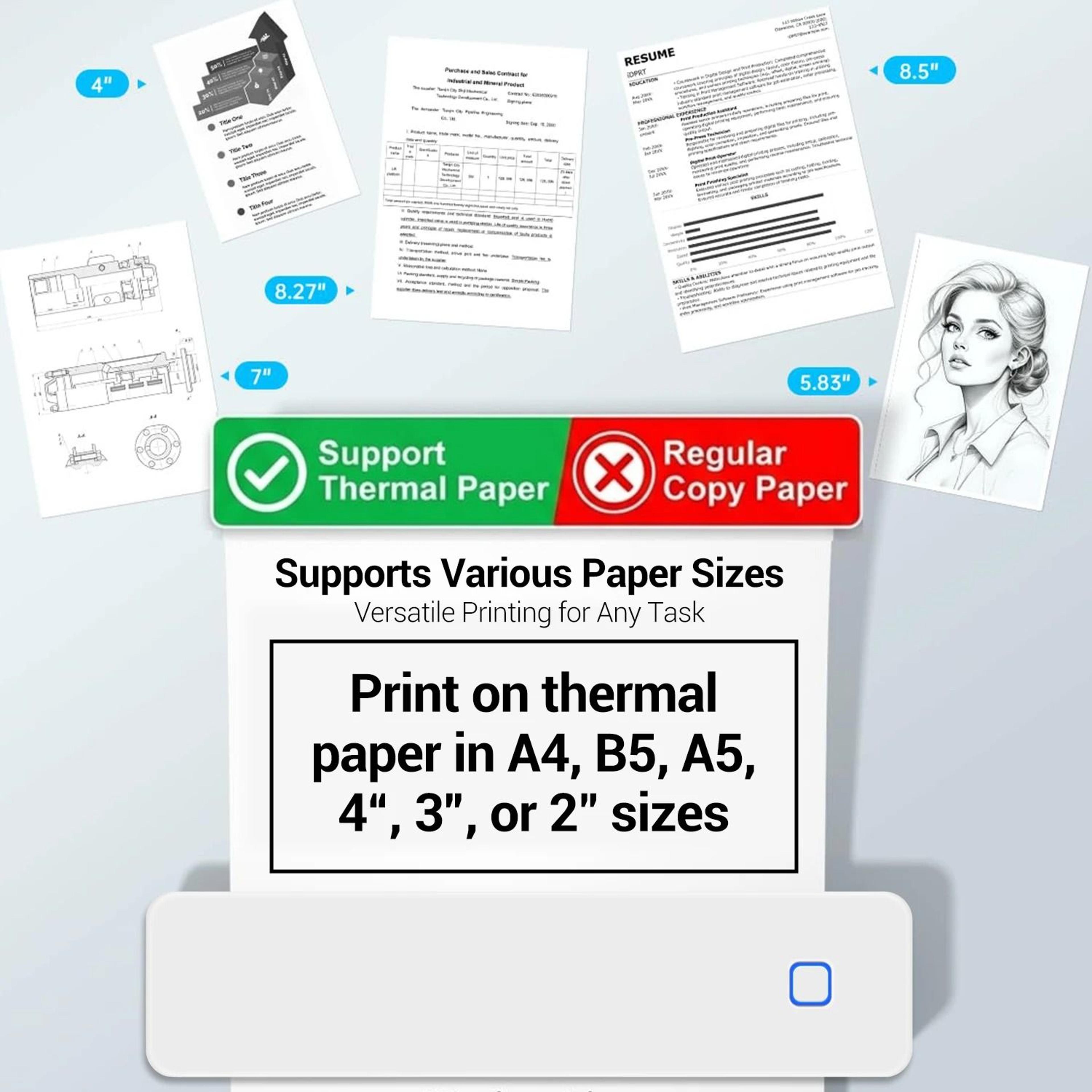 Bluetooth Portable Thermal A4 Printer Mobile Inkless Travel Document Printer 2