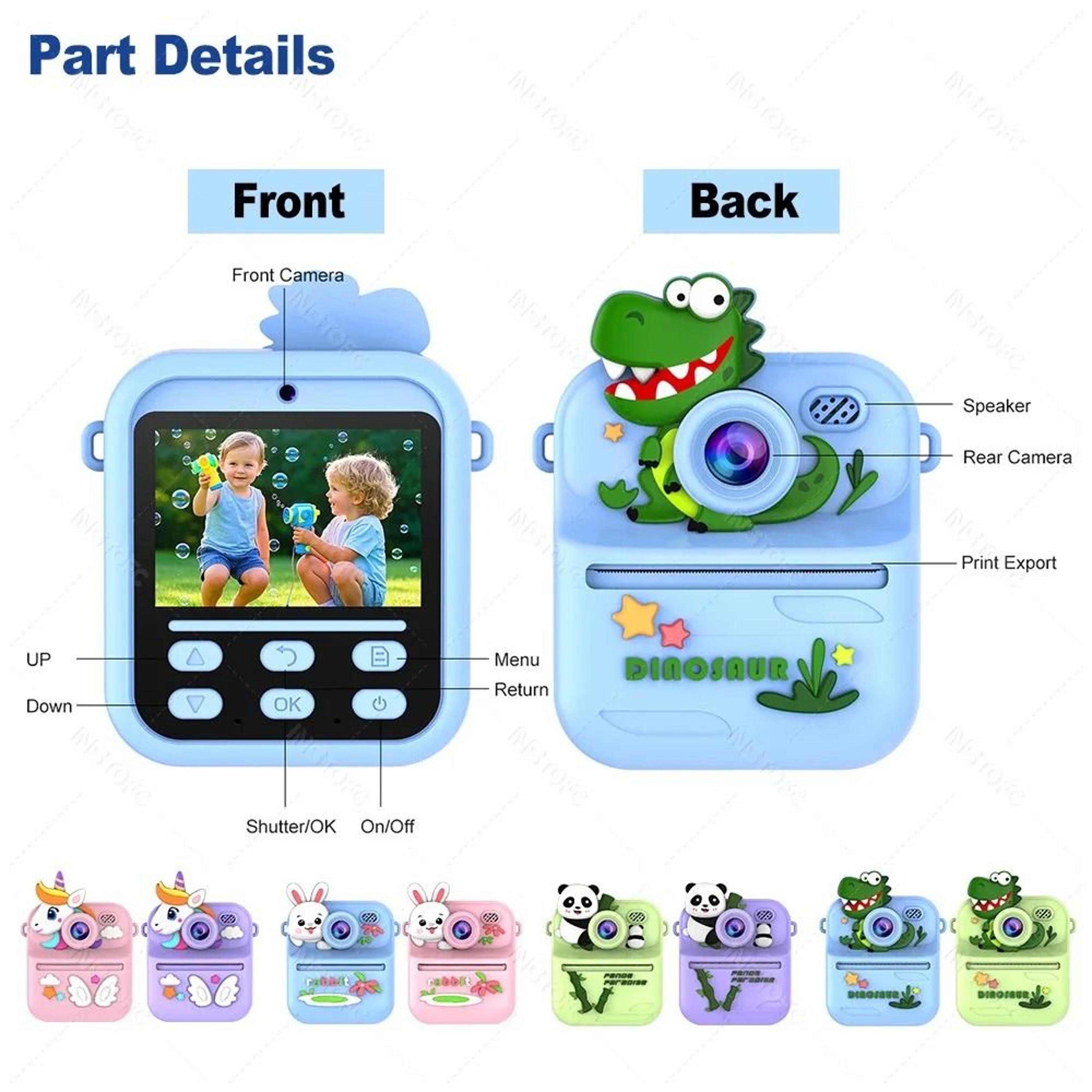 Kids Instant Print Digital Dual Camera HD 1080P Thermal Photo Printer 2