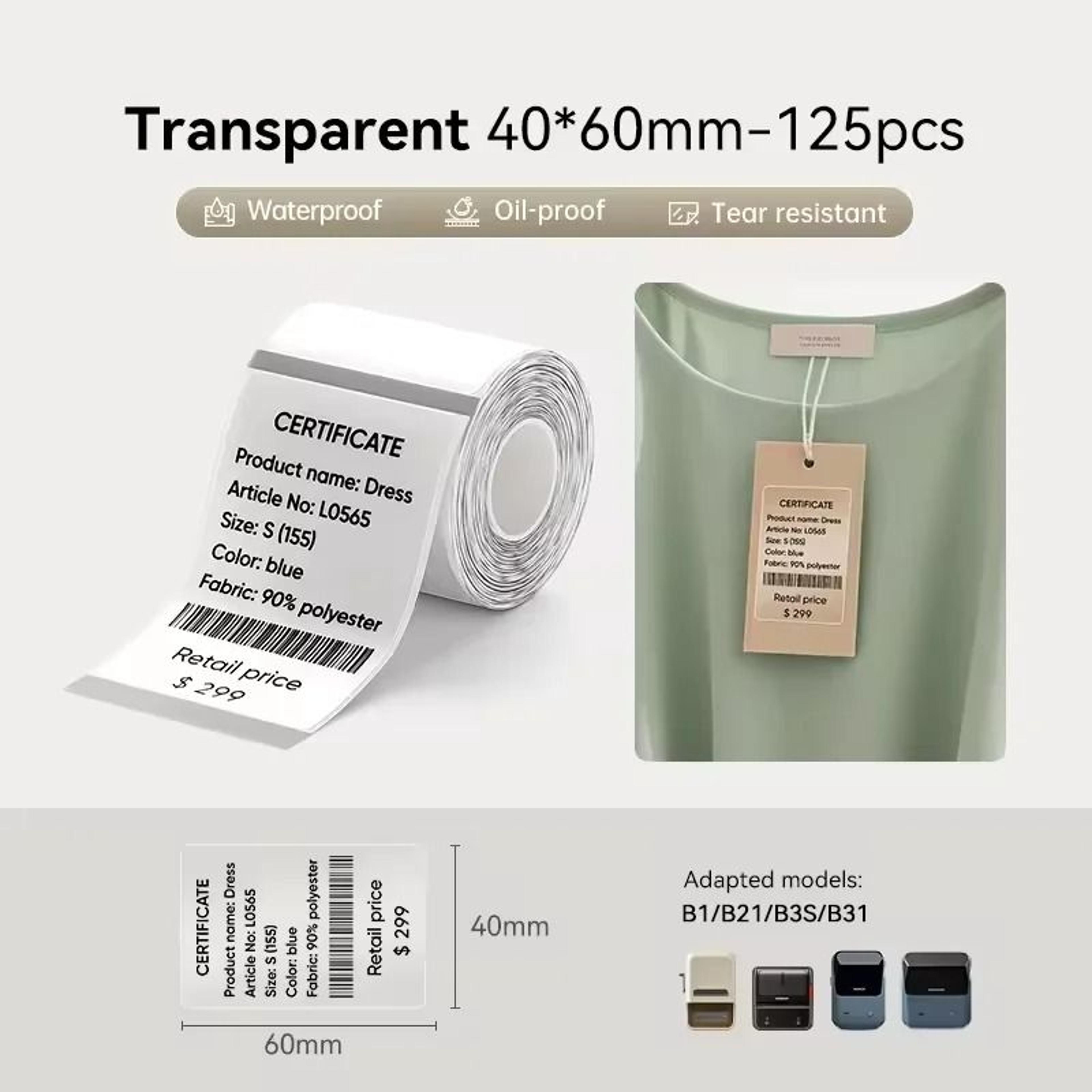 Universal Self Adhesive Clear Waterproof Transparent Thermal Label Tape Rolls 9