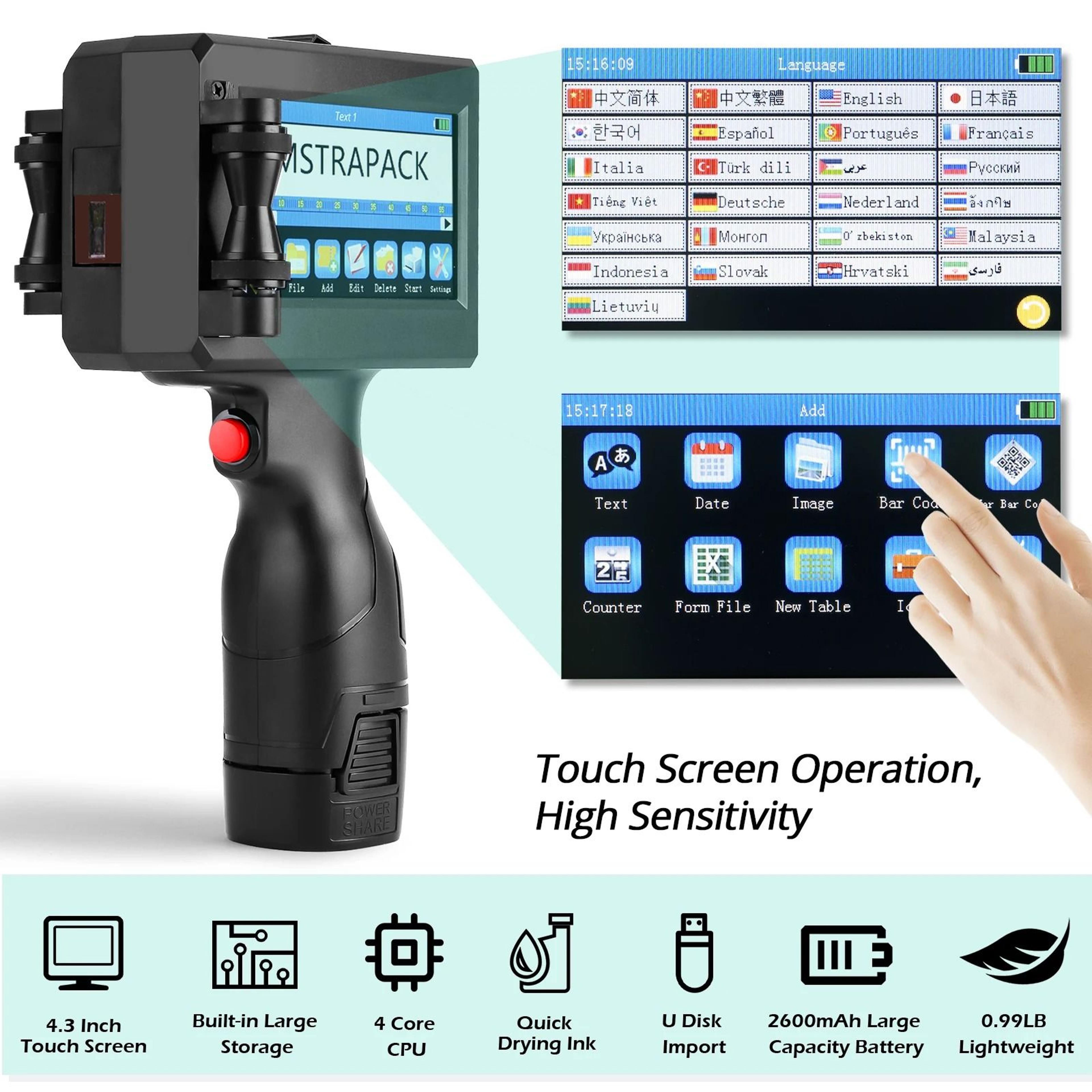Non Encrypted Handheld Inkjet Printer Gun Fast Drying Batch Coding Machine 2
