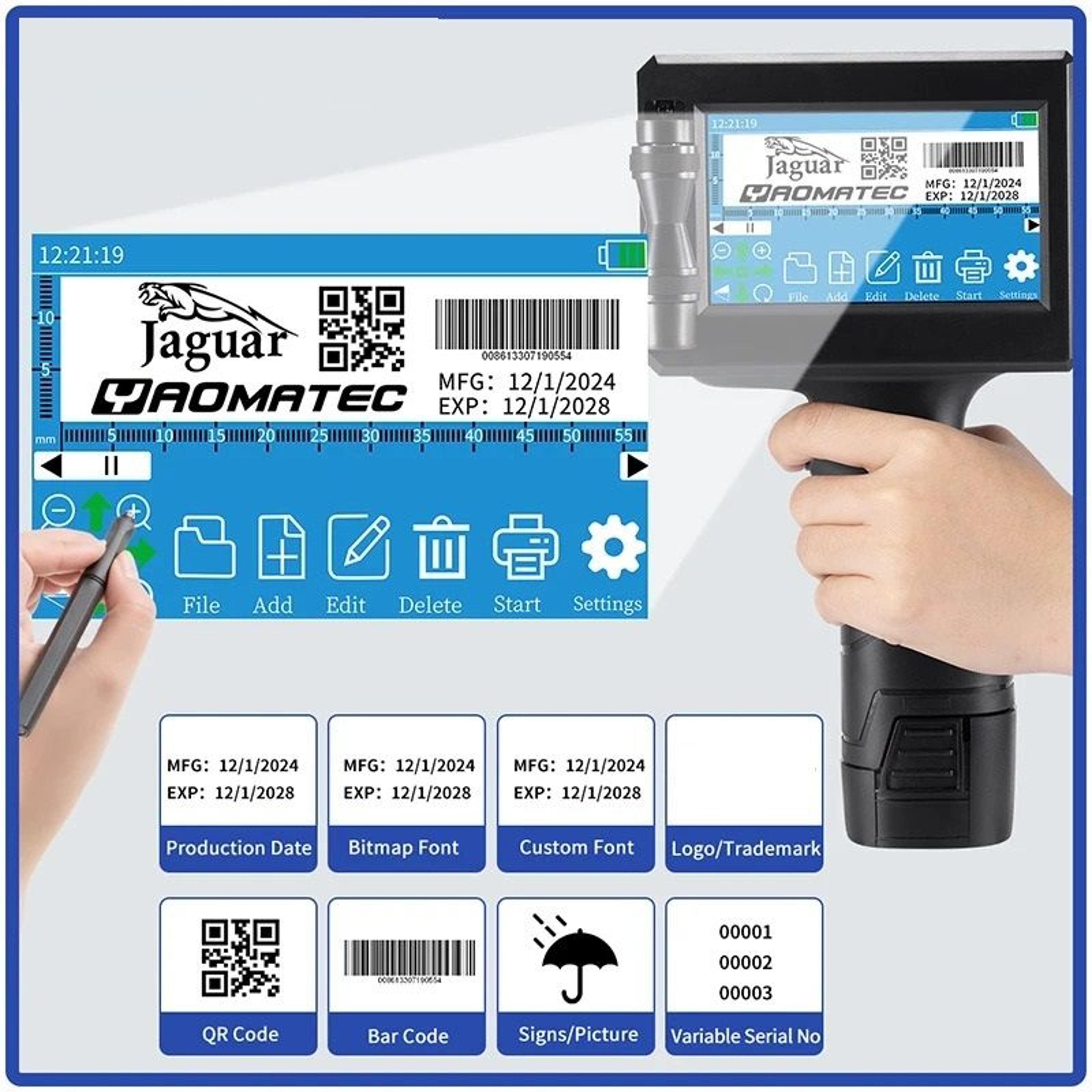 handheld thermal inkjet printer 28 language batch coding machine for cartons and packaging