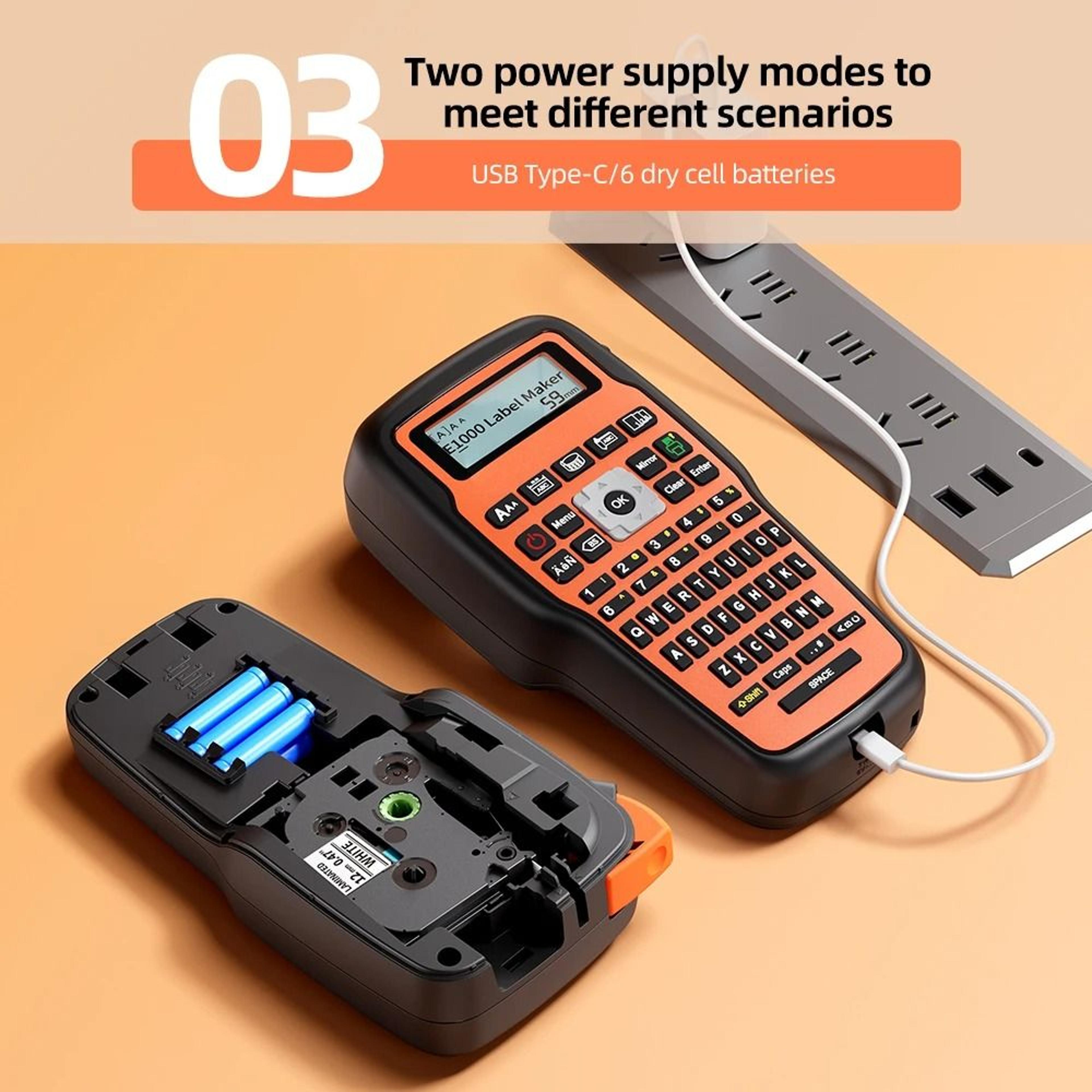 Handheld Thermal Label Printer With Carrying Case And TZe Tape Cable Maker 3
