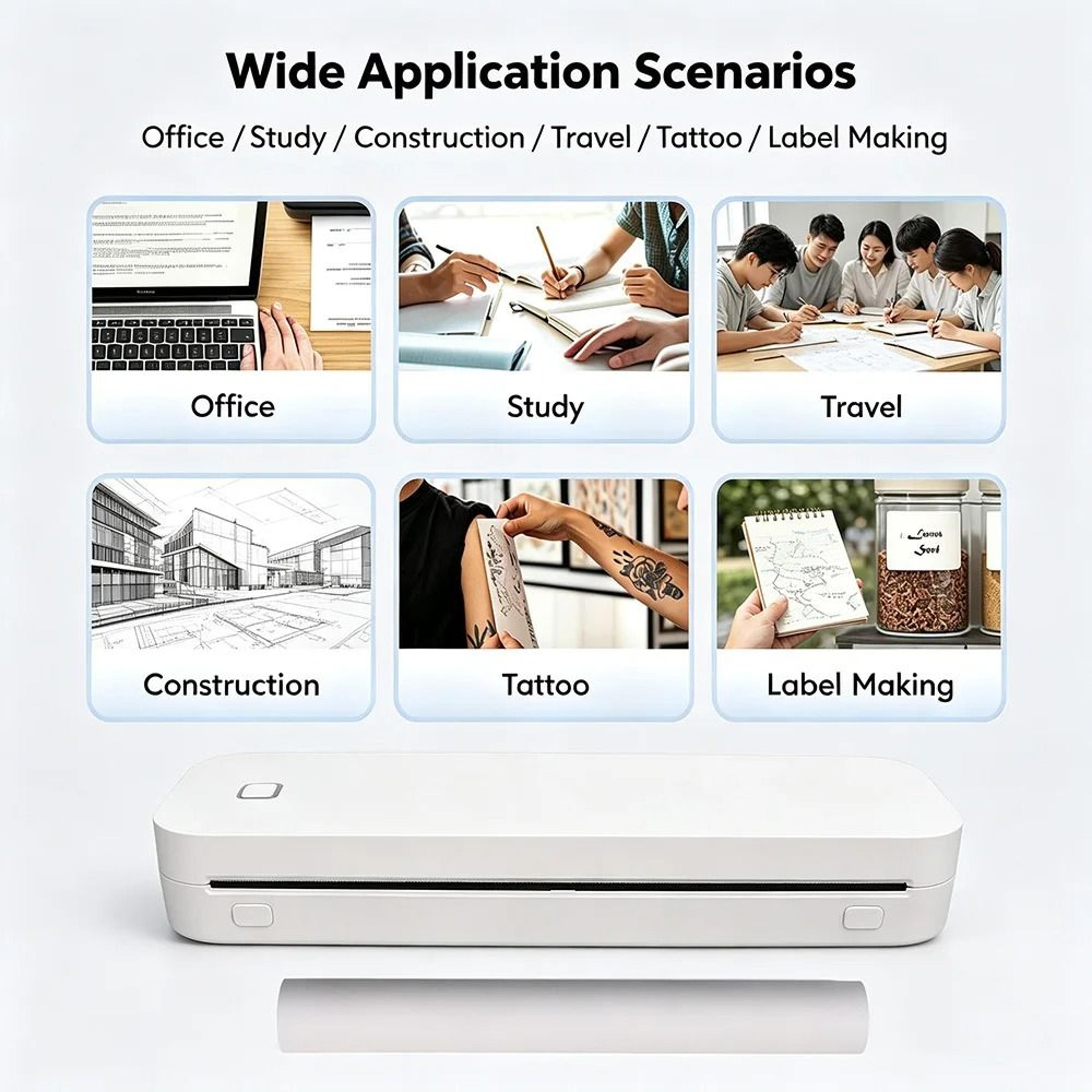 Desktop Wireless A4 Thermal Document Printer Portable Bluetooth Stencil Paper Machine 5