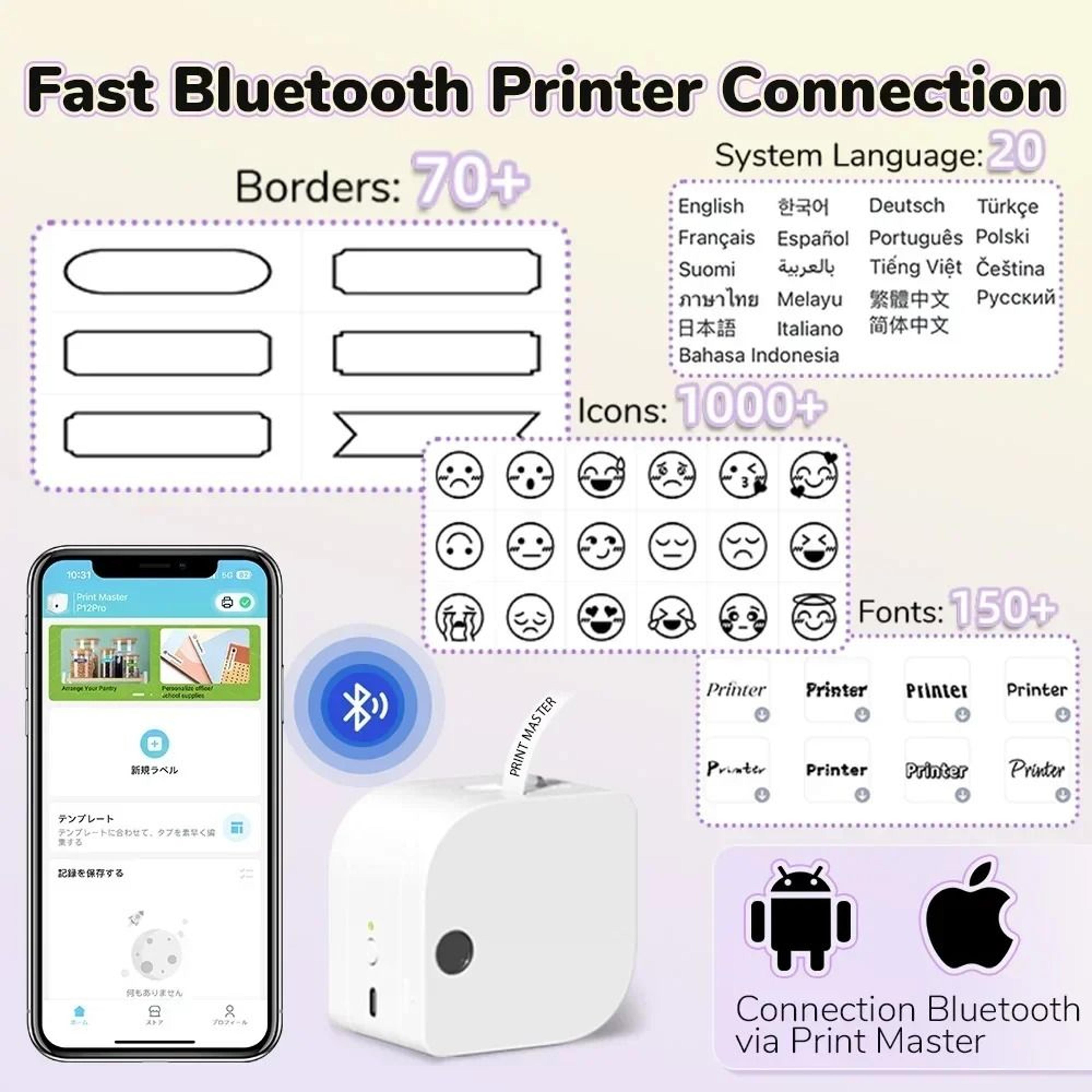 Desktop Mini Wireless Bluetooth Thermal Label Printer Portable 047 In Sticker Maker 1