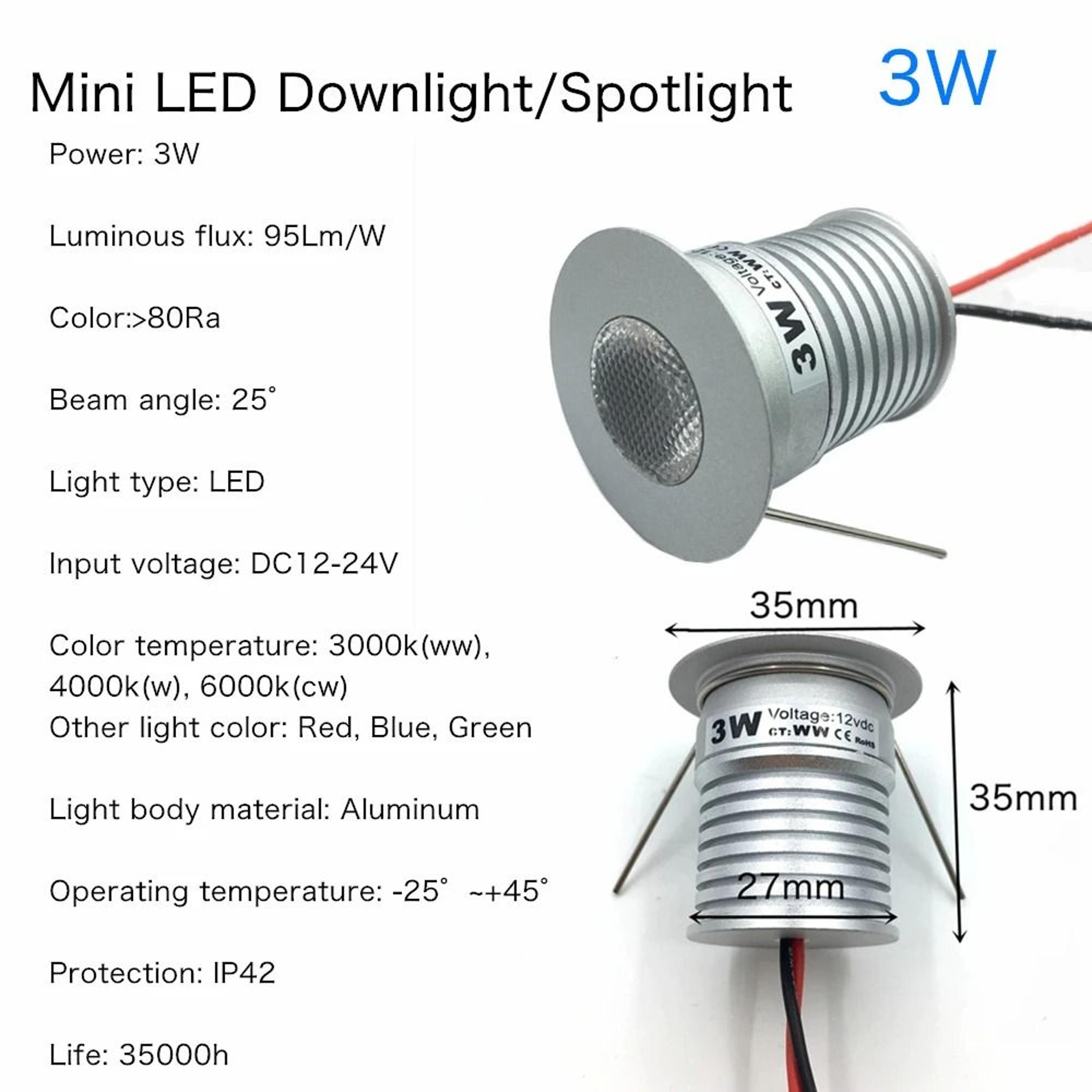 Desktop Mini LED Downlight 1W 3W Recessed 12V Dimmable Cabinet Ceiling Spotlight 2