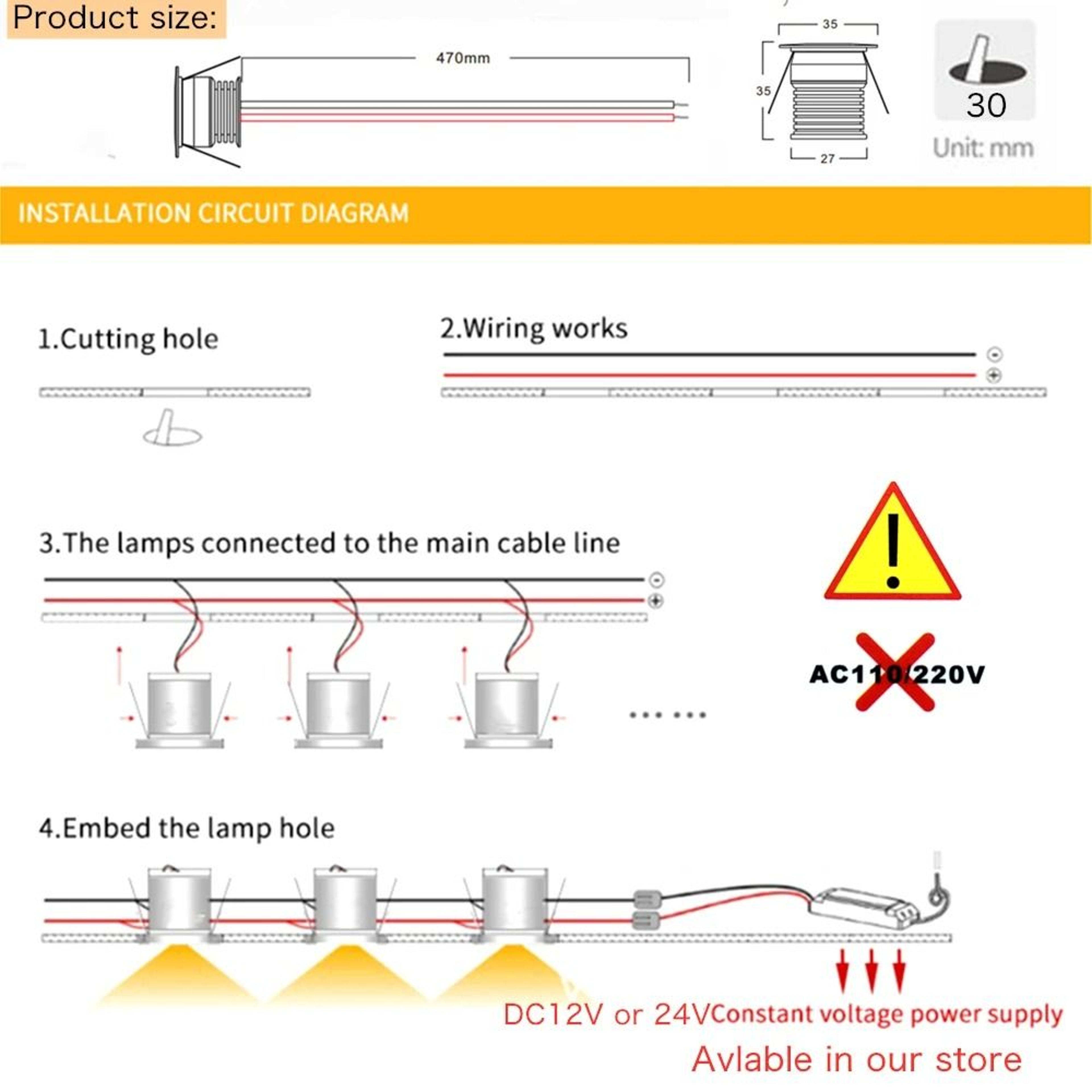 Dimmable 3W Mini Spotlight 12V To 24V LED Recessed Ceiling Downlight Indoor Home Lighting 3