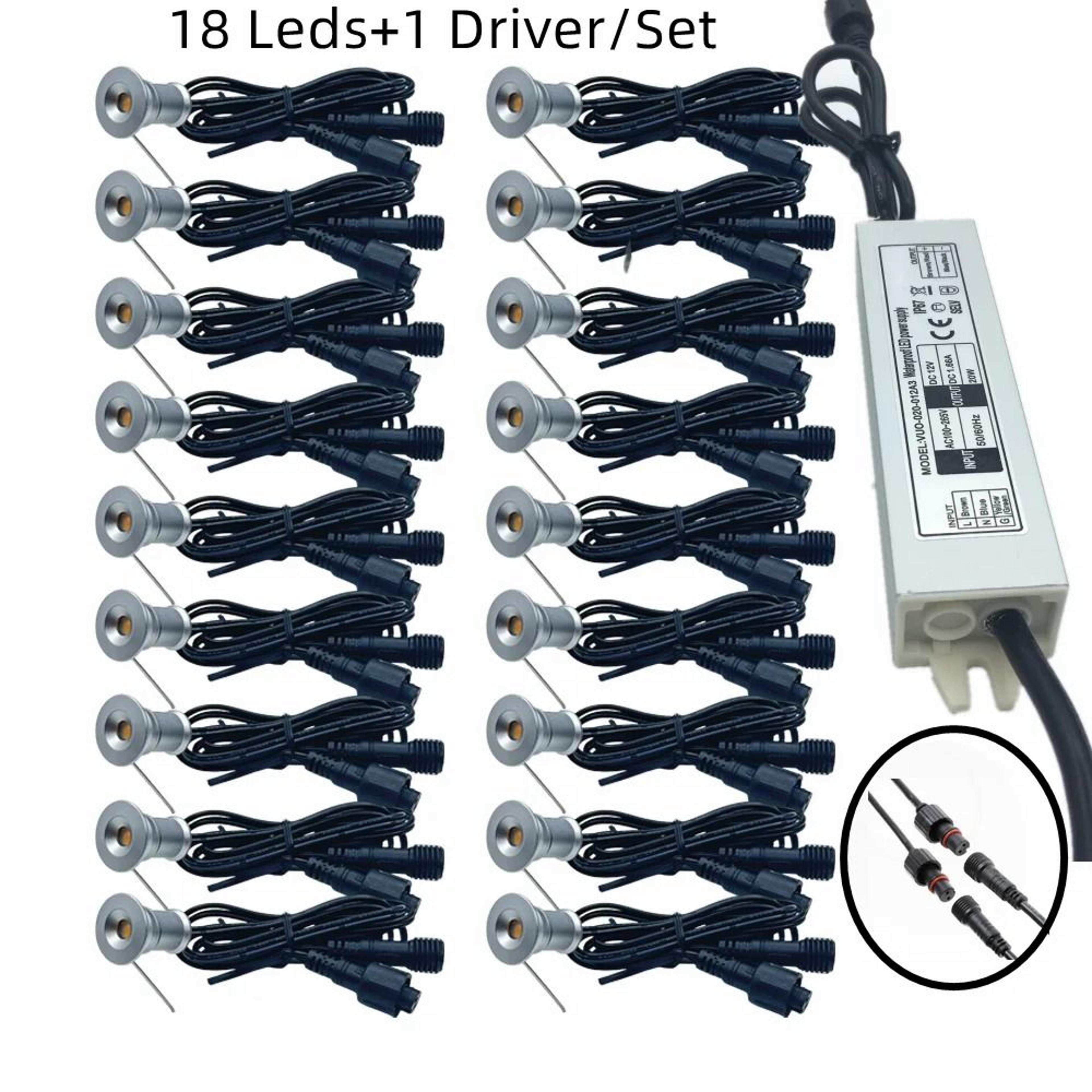 IP67 Small Outdoor 1W 12V Waterproof LED Deck Light Ground Staircase Decor Lighting Set 9