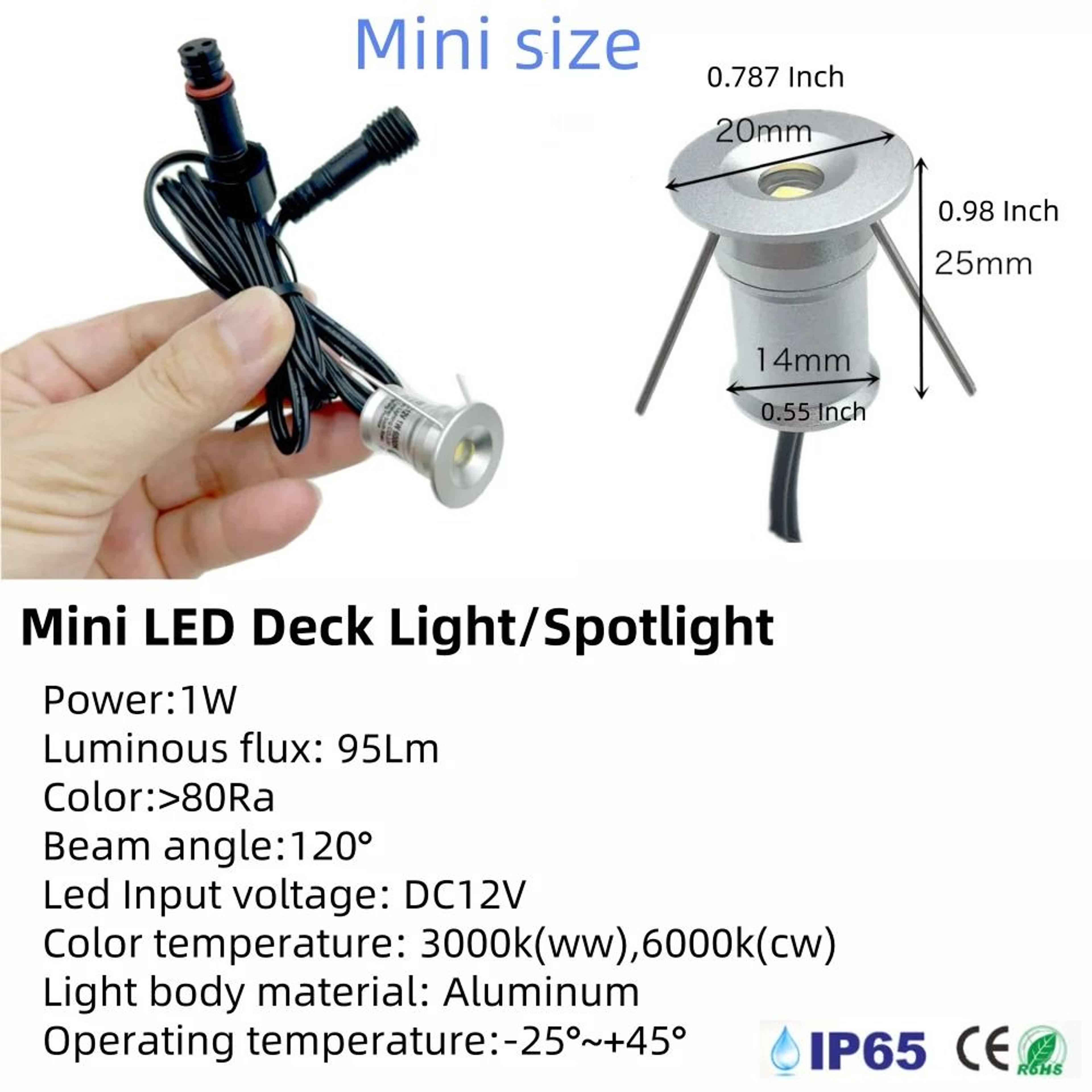 IP67 Small Outdoor 1W 12V Waterproof LED Deck Light Ground Staircase Decor Lighting Set 1