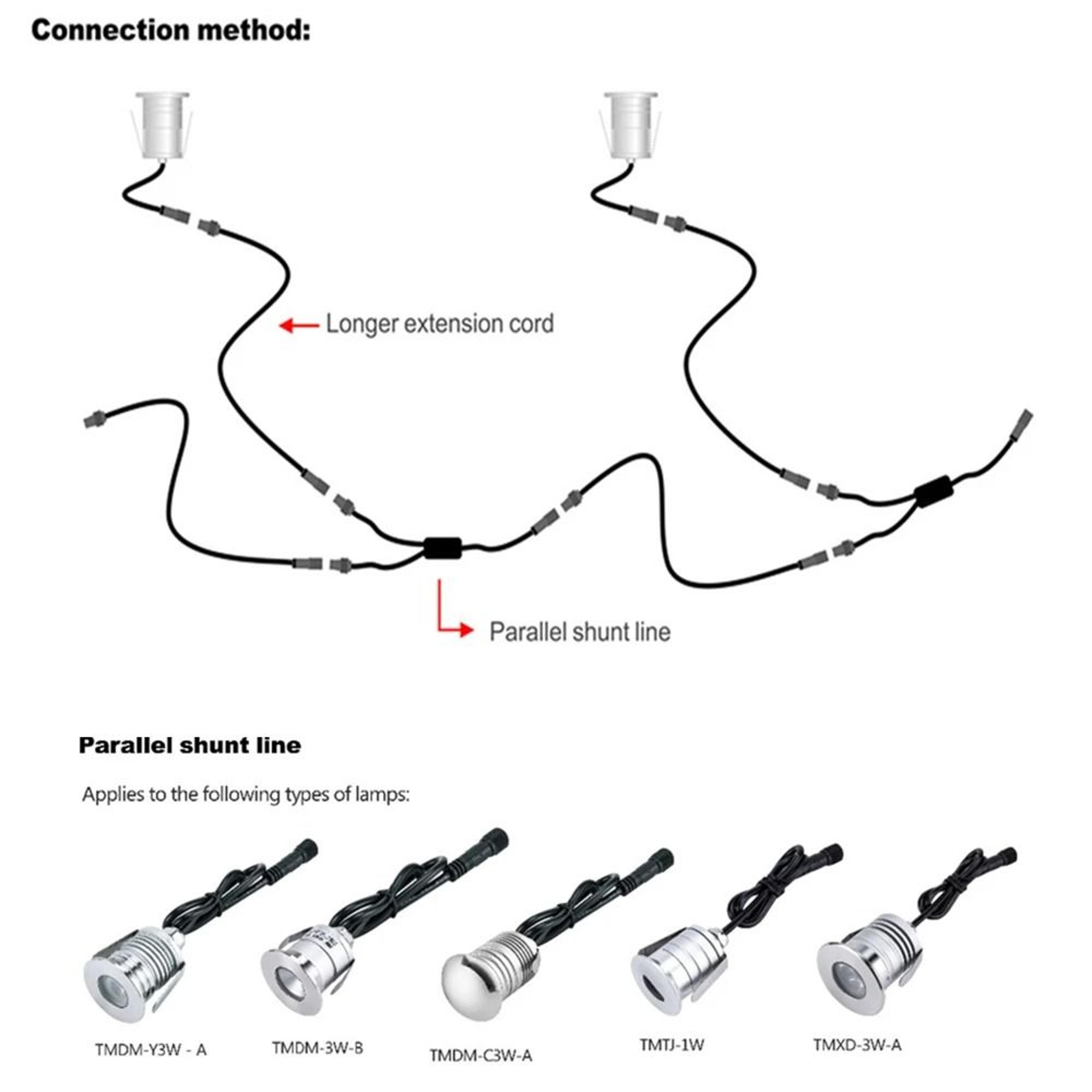 2 Pin Waterproof LED Diversion Cable Connector Outdoor Shunt Cord Splitter Wire 4