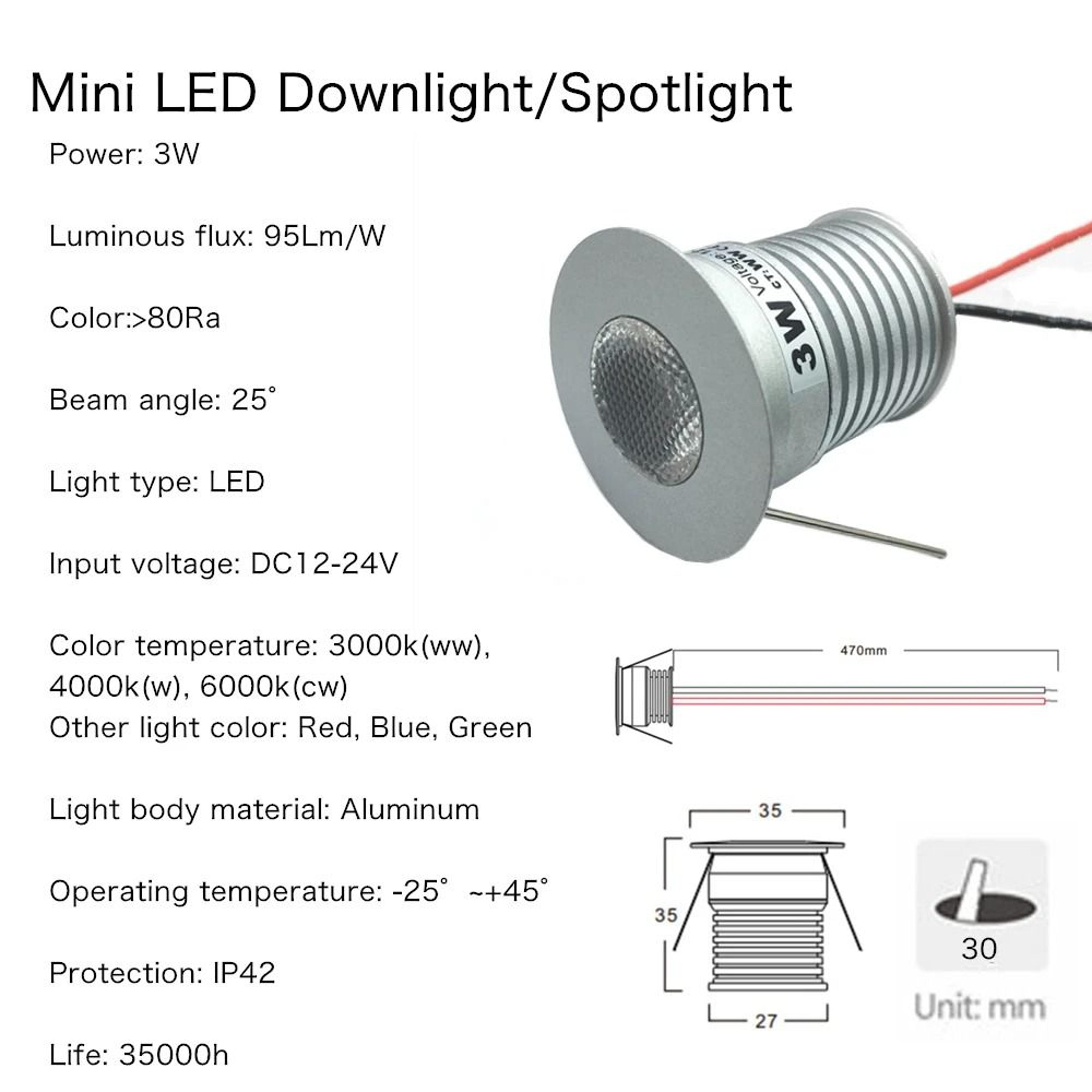 Dimmable 3W LED Spotlight 118 In Ceiling Spot Lamp 12V 24V Downlight For Living Room Corridor 3