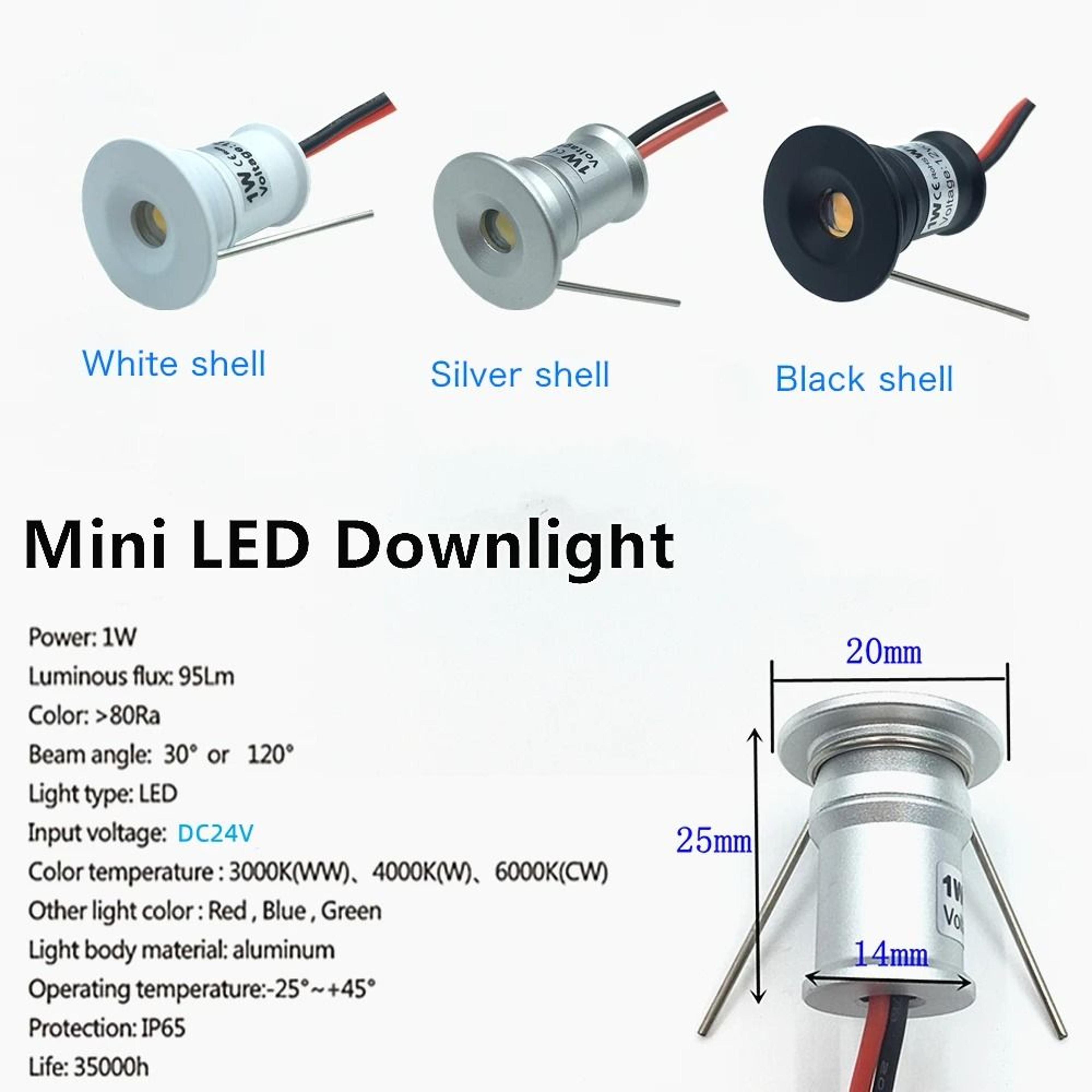 IP65 Mini LED Downlight 24V 1W Silver Black White 059 In Recessed Jewelry Cabinet Ceiling Spotlight 2