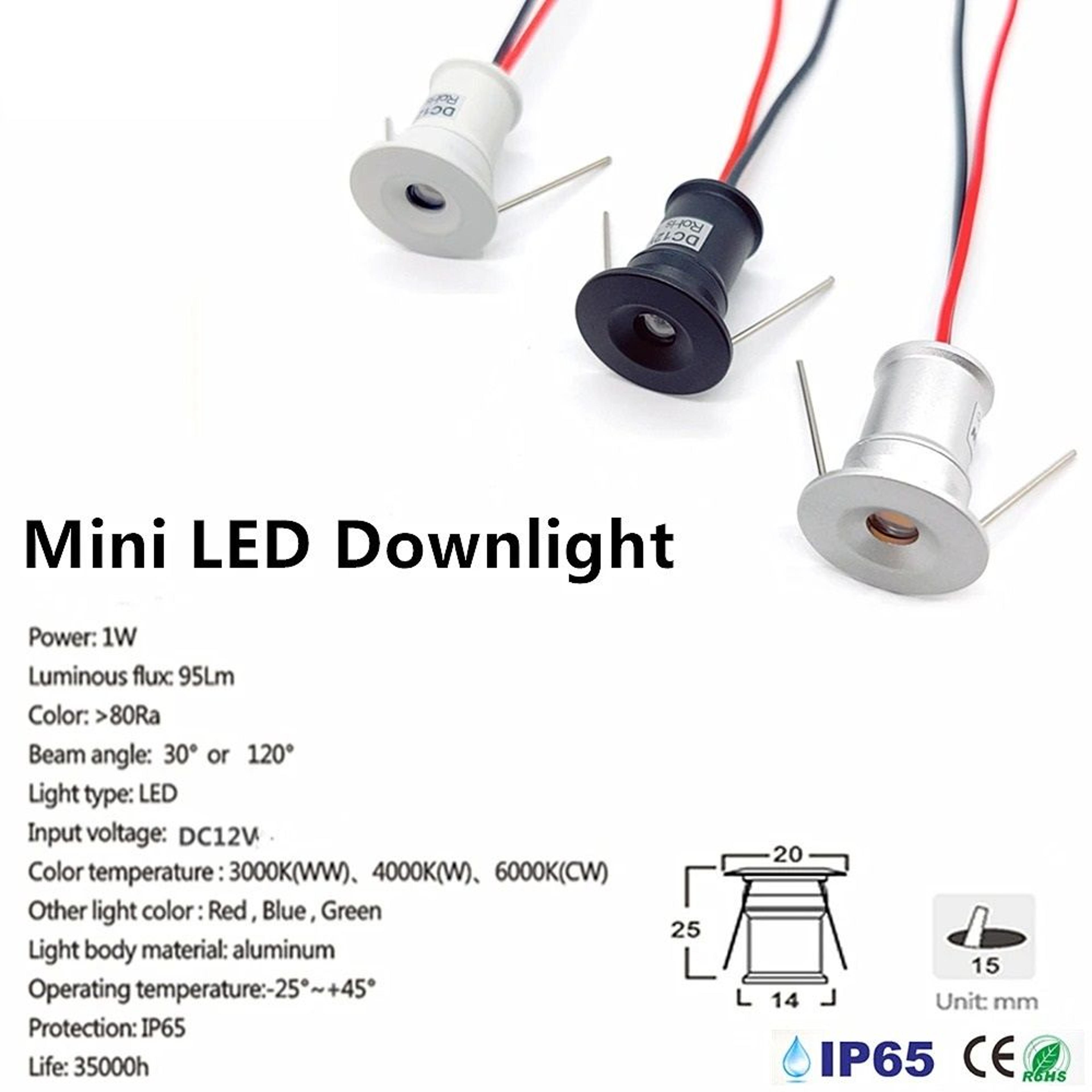 12V Mini LED Downlight With Remote Controller Dimmable Spotlight Showcase Cabinet Stair Light 1