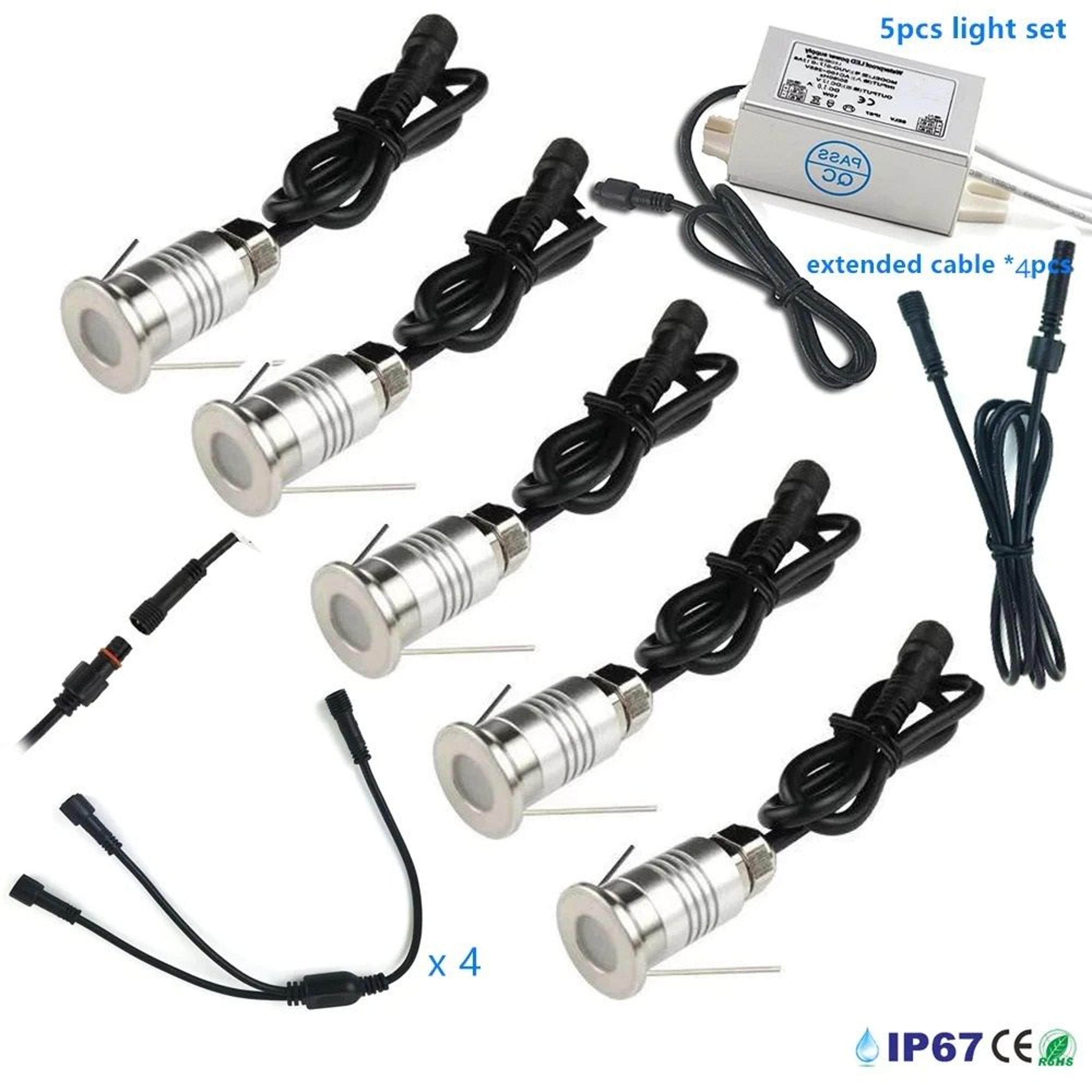 Outdoor Mini LED Underground Light With Transformer 1W Garden Deck Lamp IP67 Waterproof 12V Spotlig 5