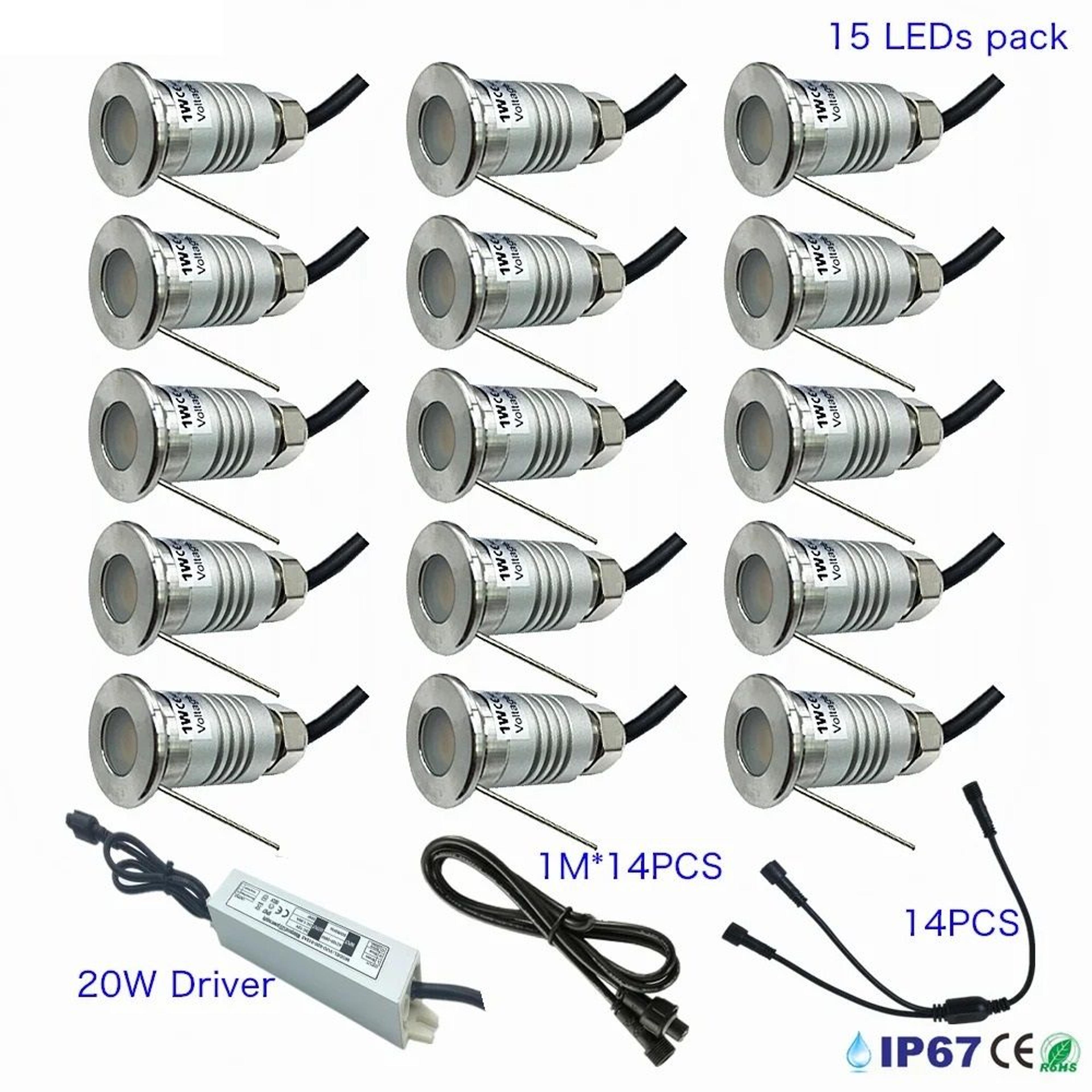 Outdoor Mini LED Underground Light With Transformer 1W Garden Deck Lamp IP67 Waterproof 12V Spotlig 8