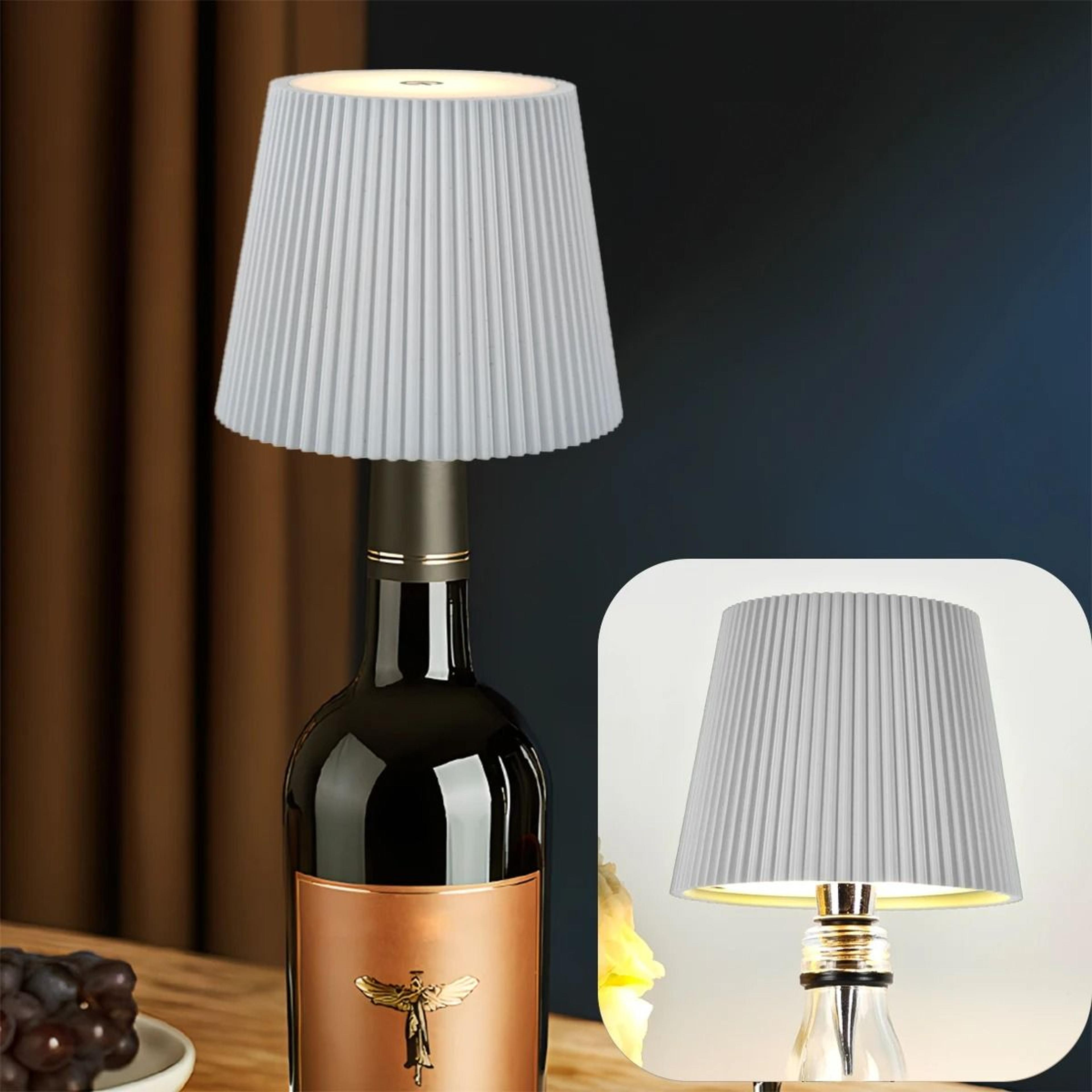 Wireless Wine Bottle Lamp Head Portable Touch LED Light 3 Color Modes Dimmable USB Rechargeable 9