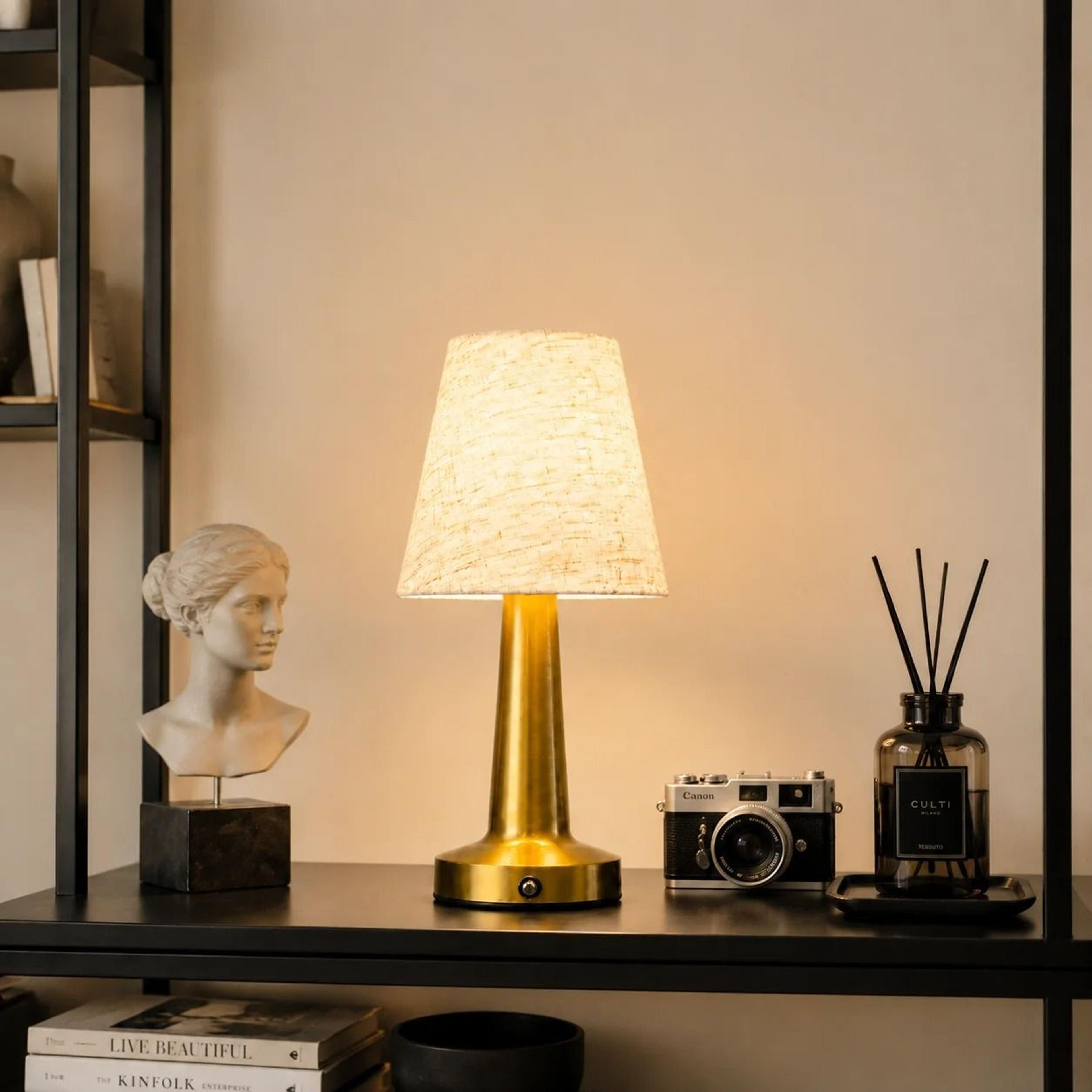 LED Table Lamp With Cloth Shade Touch Sensor Bedside Lamp Rechargeable Reading Light Bedroom Bar De 1