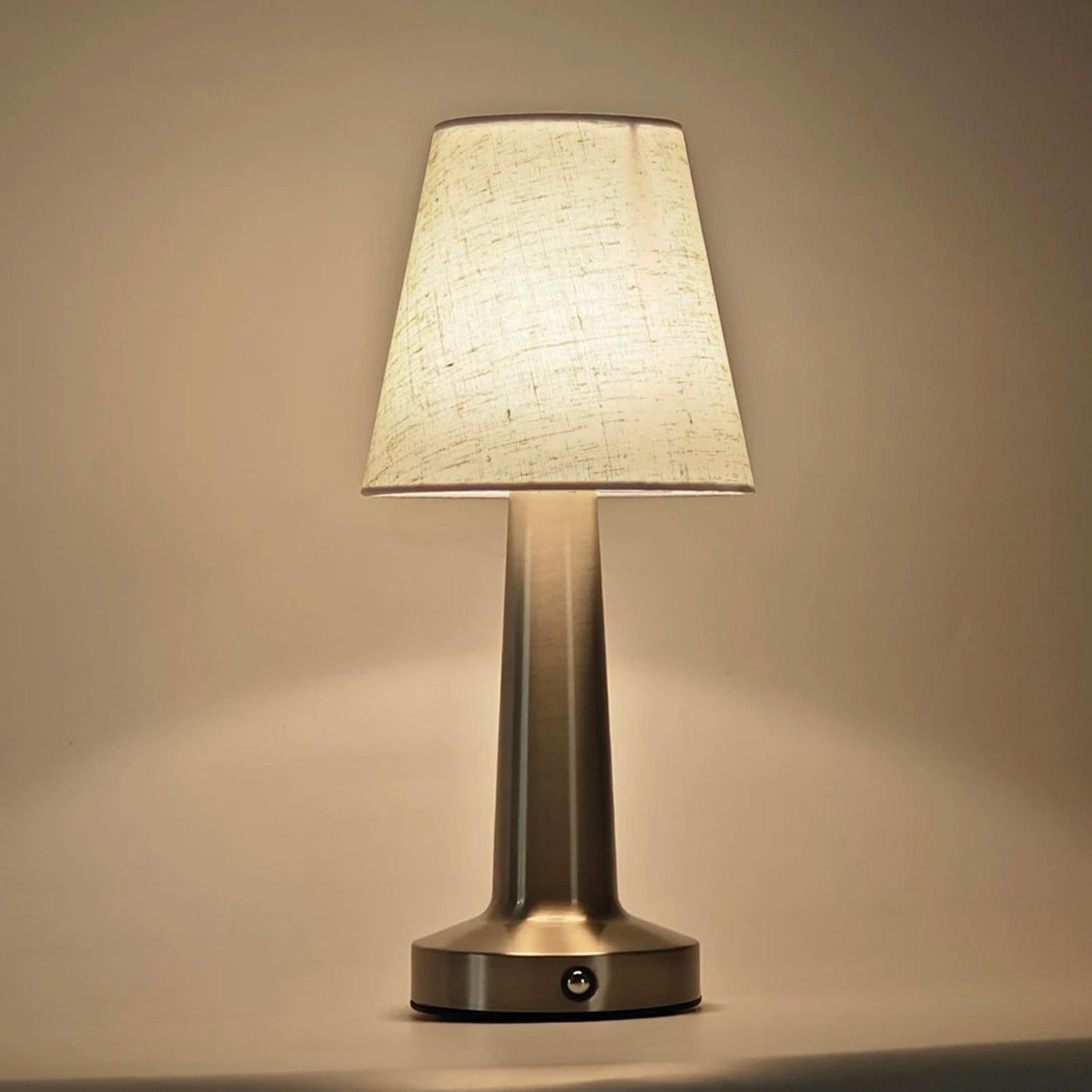 LED Table Lamp With Cloth Shade Touch Sensor Bedside Lamp Rechargeable Reading Light Bedroom Bar De 5