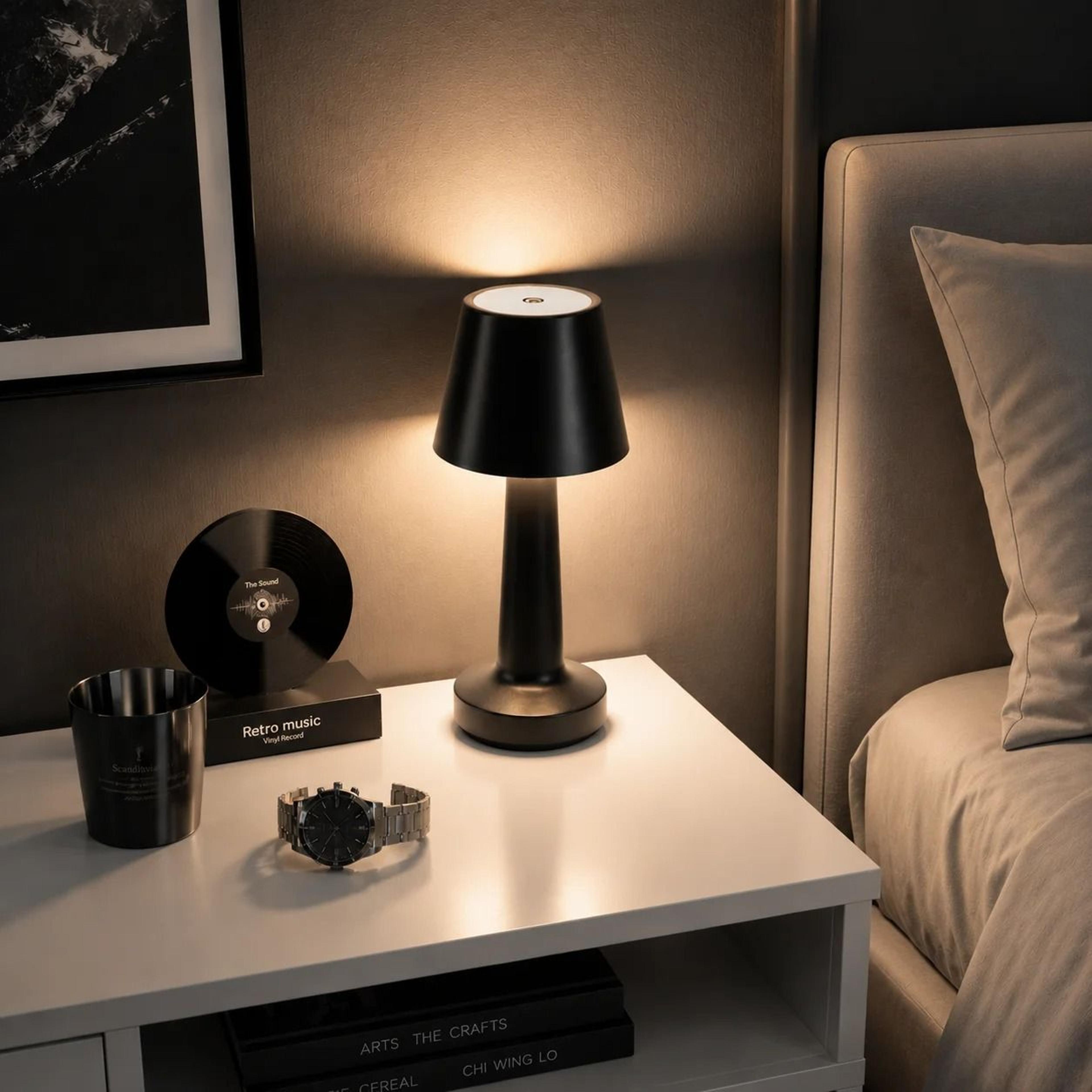 led mushroom table lamp wireless rechargeable touch control dimmable bedside night light minimalist