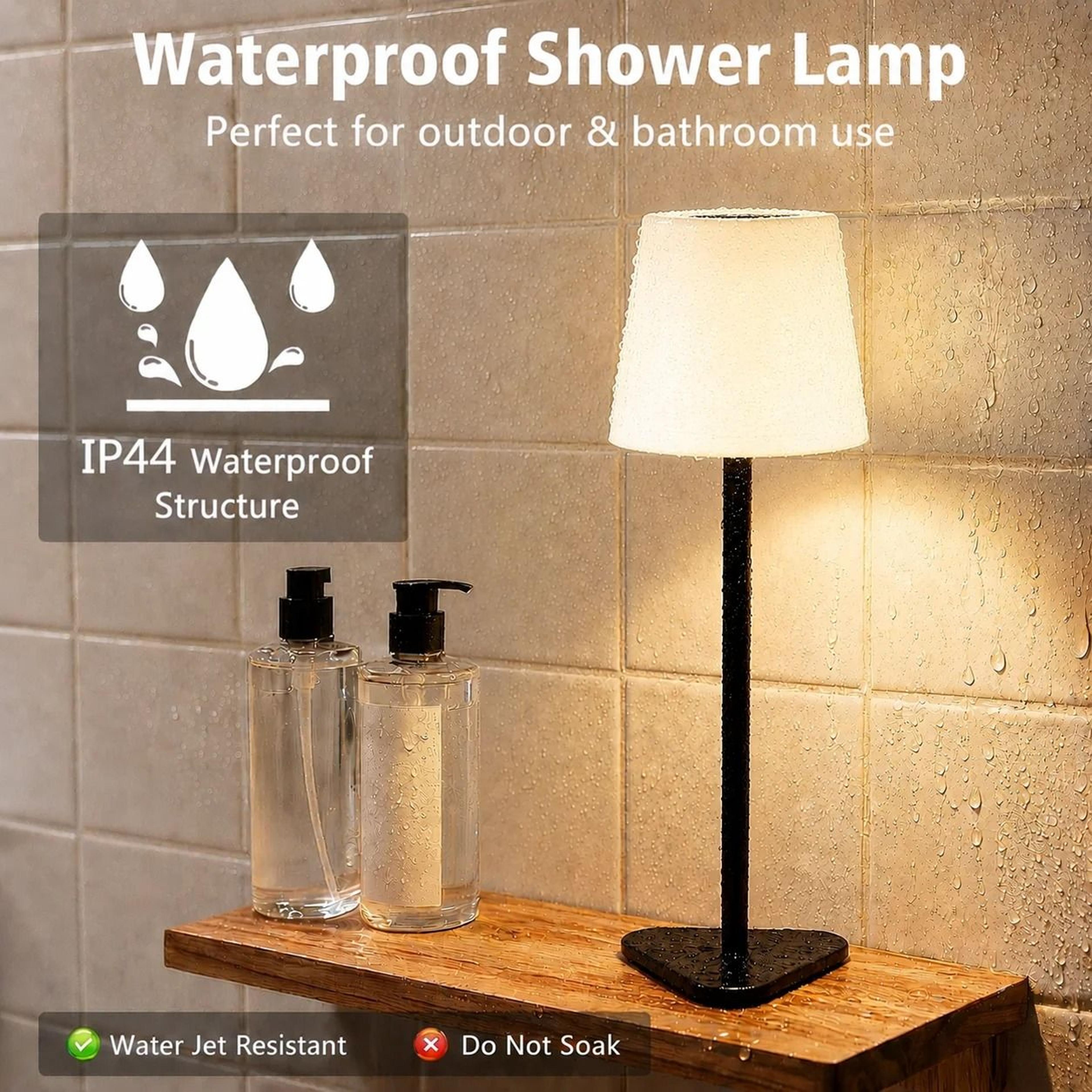 Touch Shower Light Three Color Adjustable Height 18000mAh Battery Bathroom Bedroom Desk Lamp 2