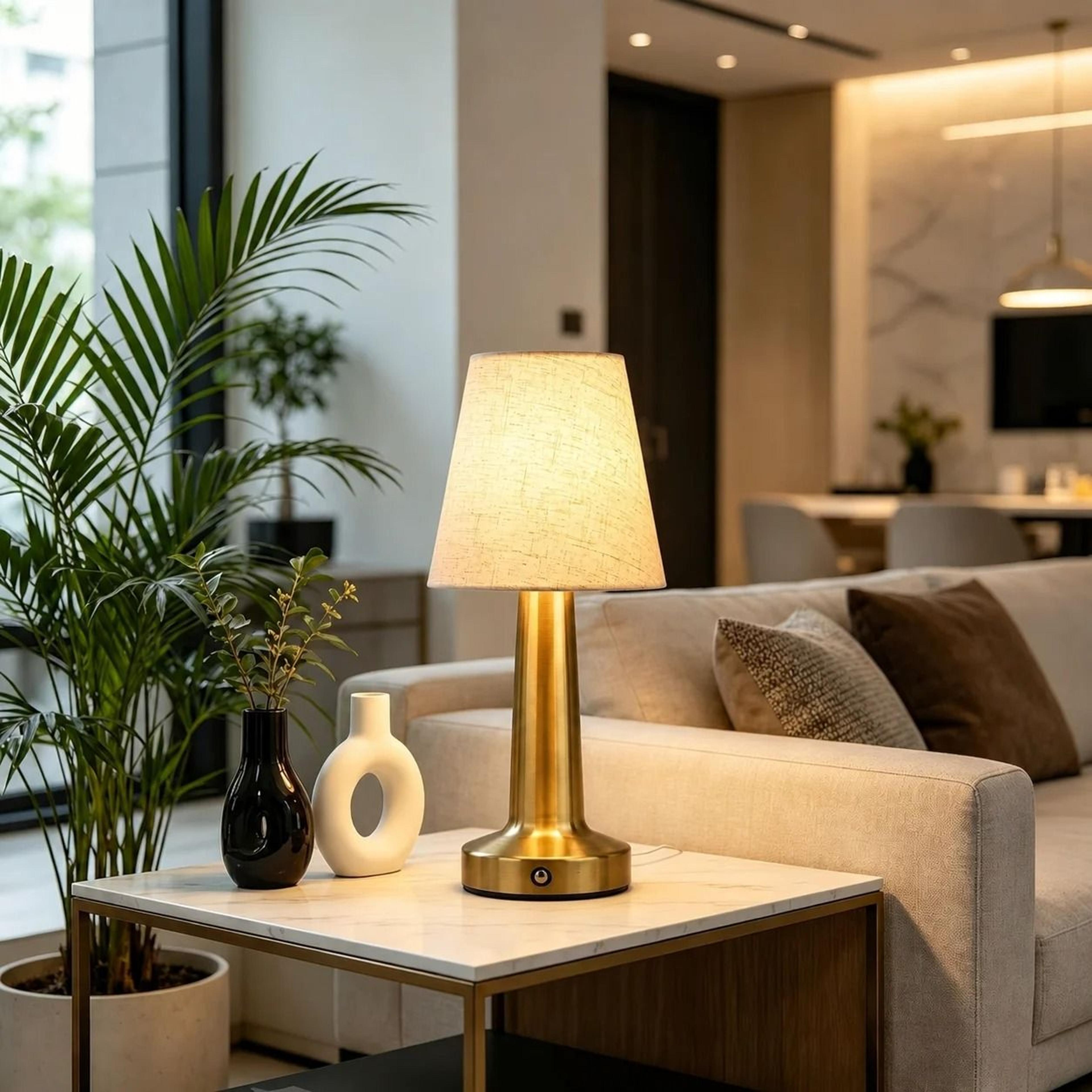 Rechargeable Table Lamp With Fabric Shade Touch Control LED Desk Lamp 3 Color Lighting 1800mAh Bedr 3