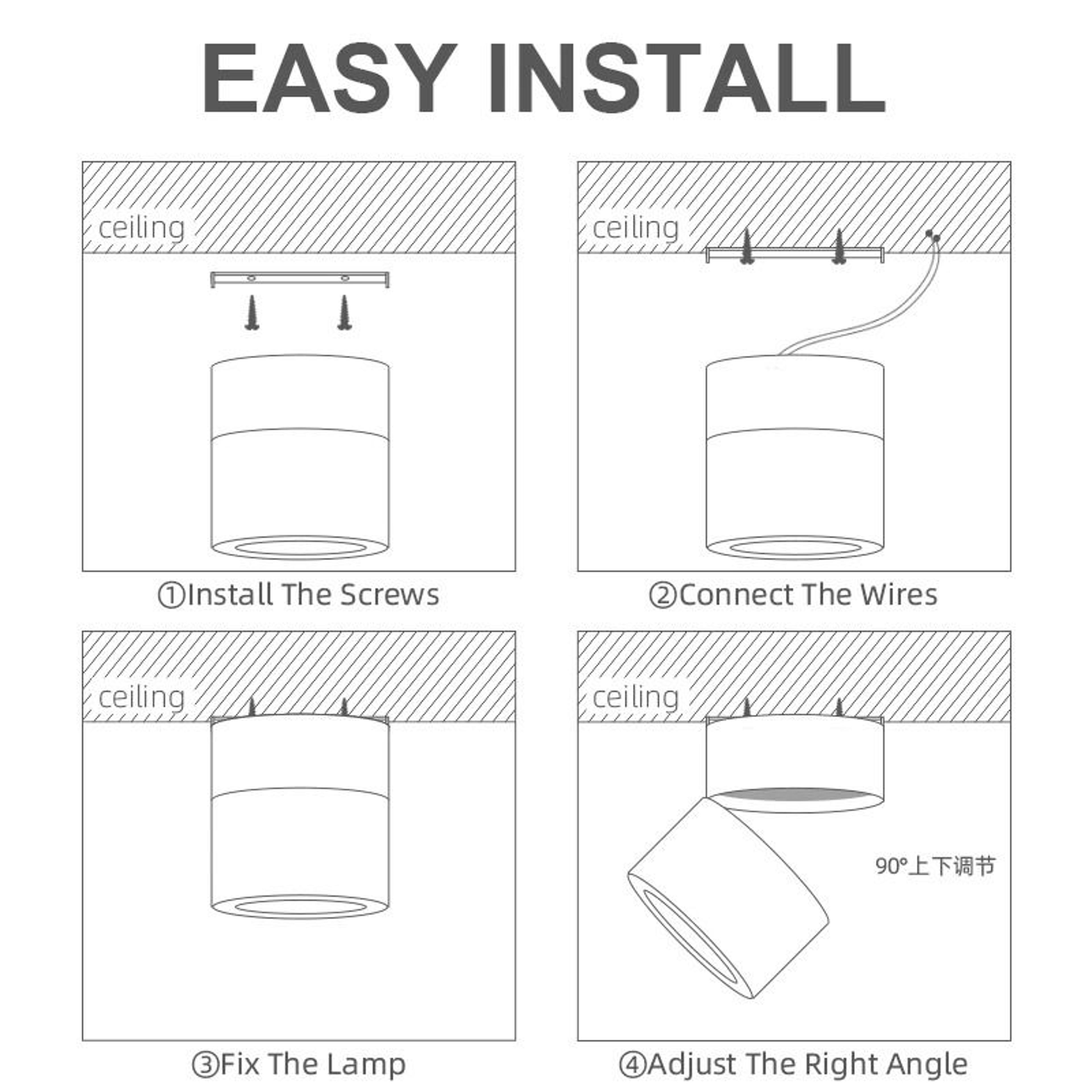 LED Downlight Foldable Tri Color Spot Light 7W 10W 15W Surface Mounted Ceiling Lamp Living Room 4