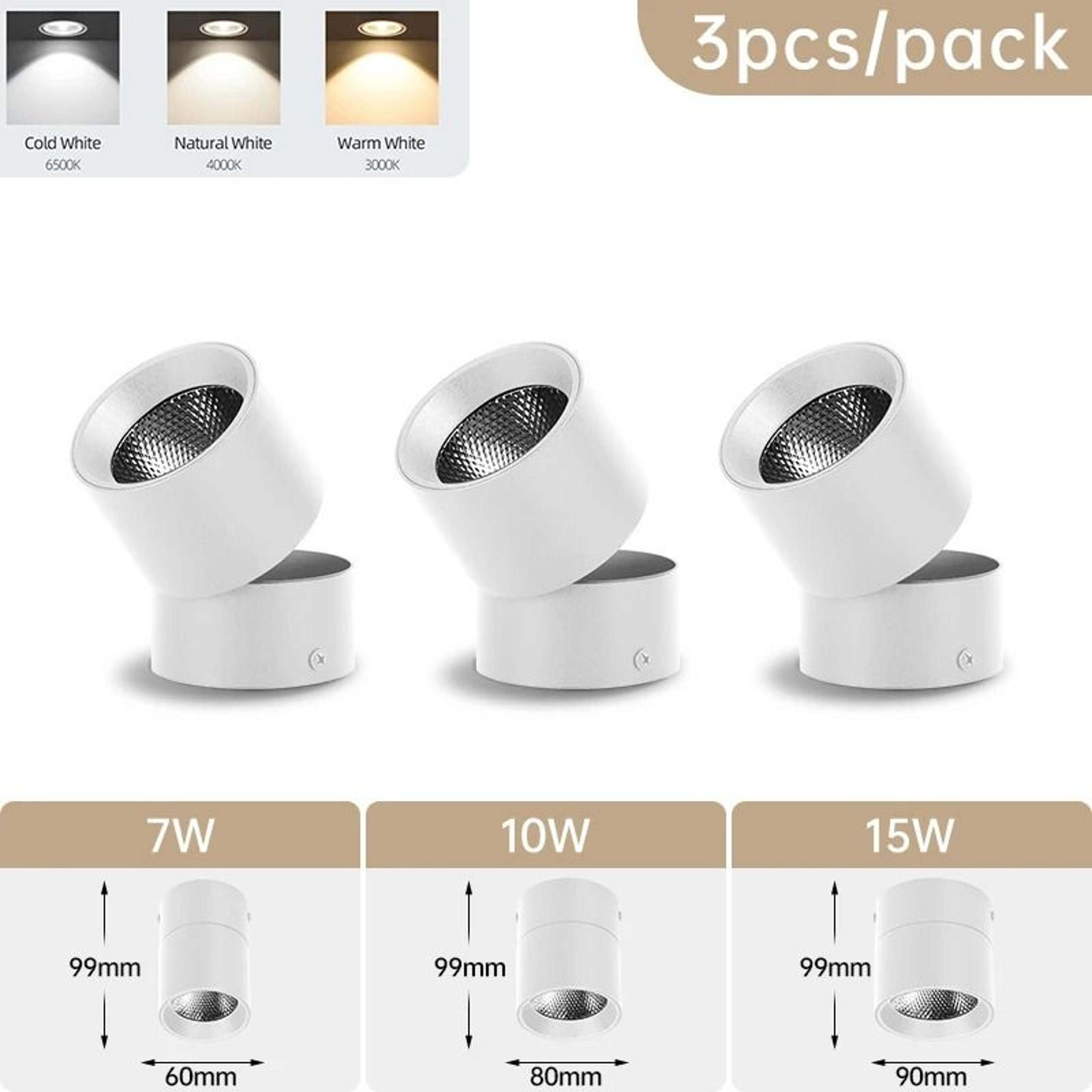 LED Downlight Foldable Tri Color Spot Light 7W 10W 15W Surface Mounted Ceiling Lamp Living Room 8