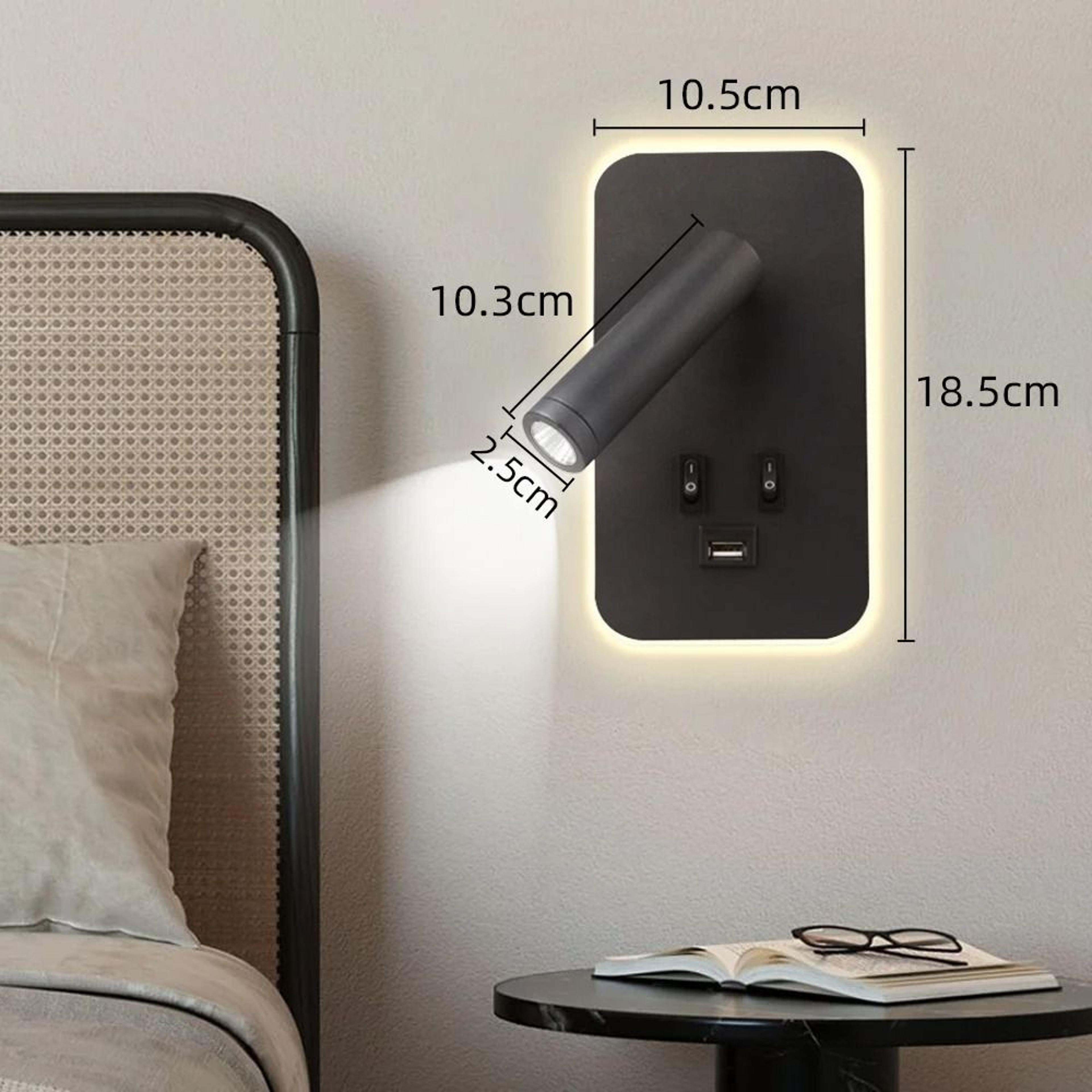 Reading Wall Lamp With USB 13W Rotatable Bedside Wall Light Double Switch LED Bedroom Spot Lights 7