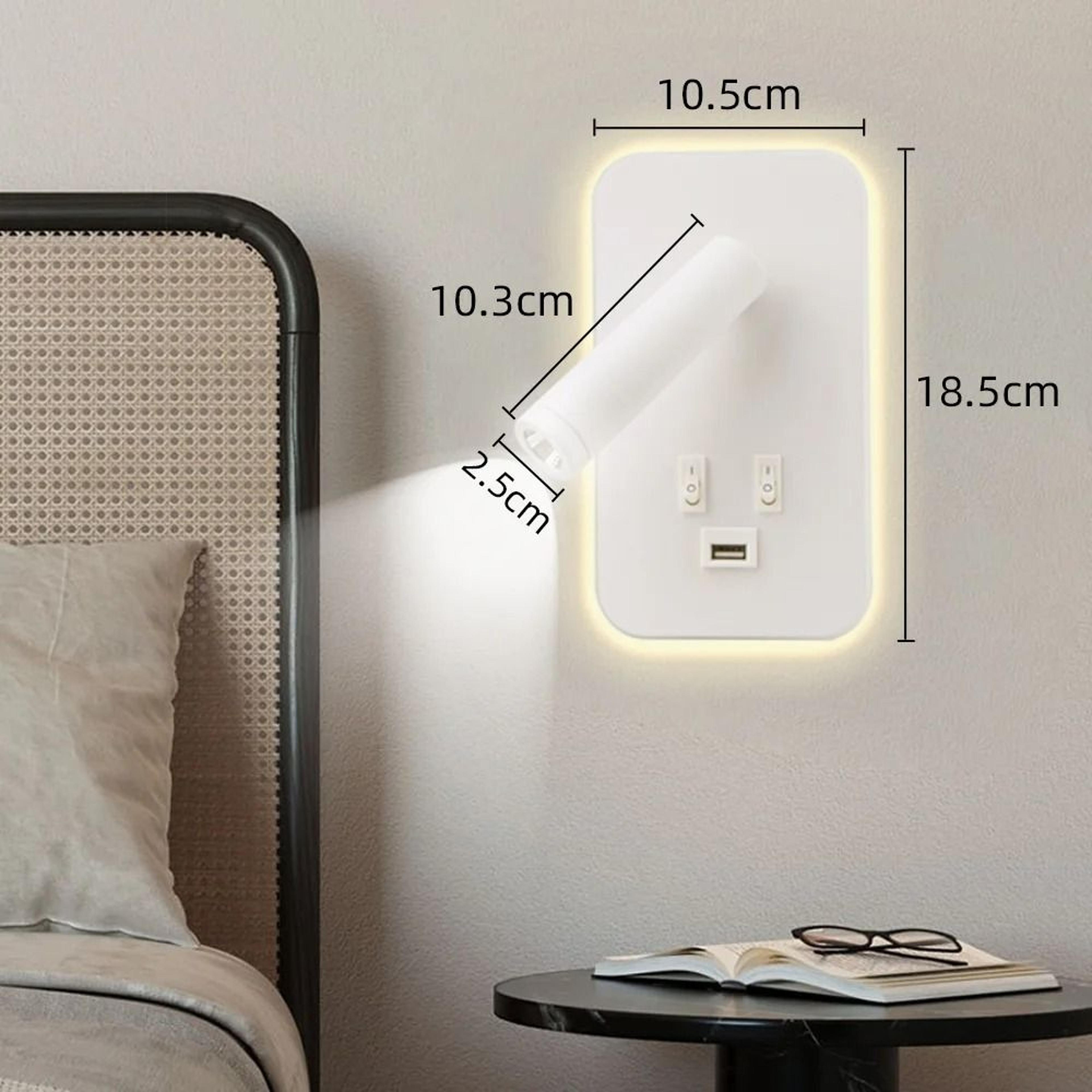 Reading Wall Lamp With USB 13W Rotatable Bedside Wall Light Double Switch LED Bedroom Spot Lights 6