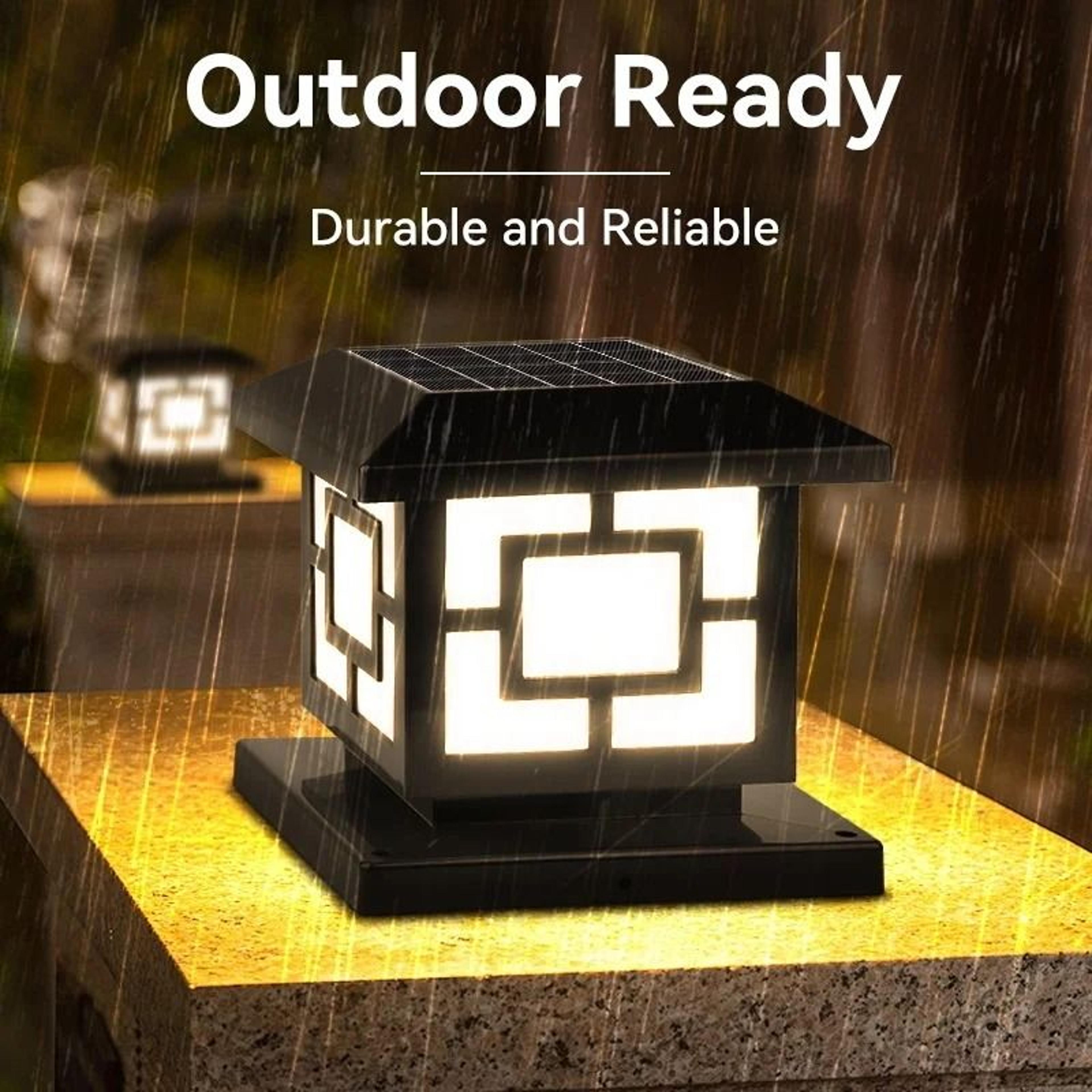 Outdoor LED Solar Pillar Light IP65 Waterproof Remote Control Solar Lamp Garden Fence Pathway 2