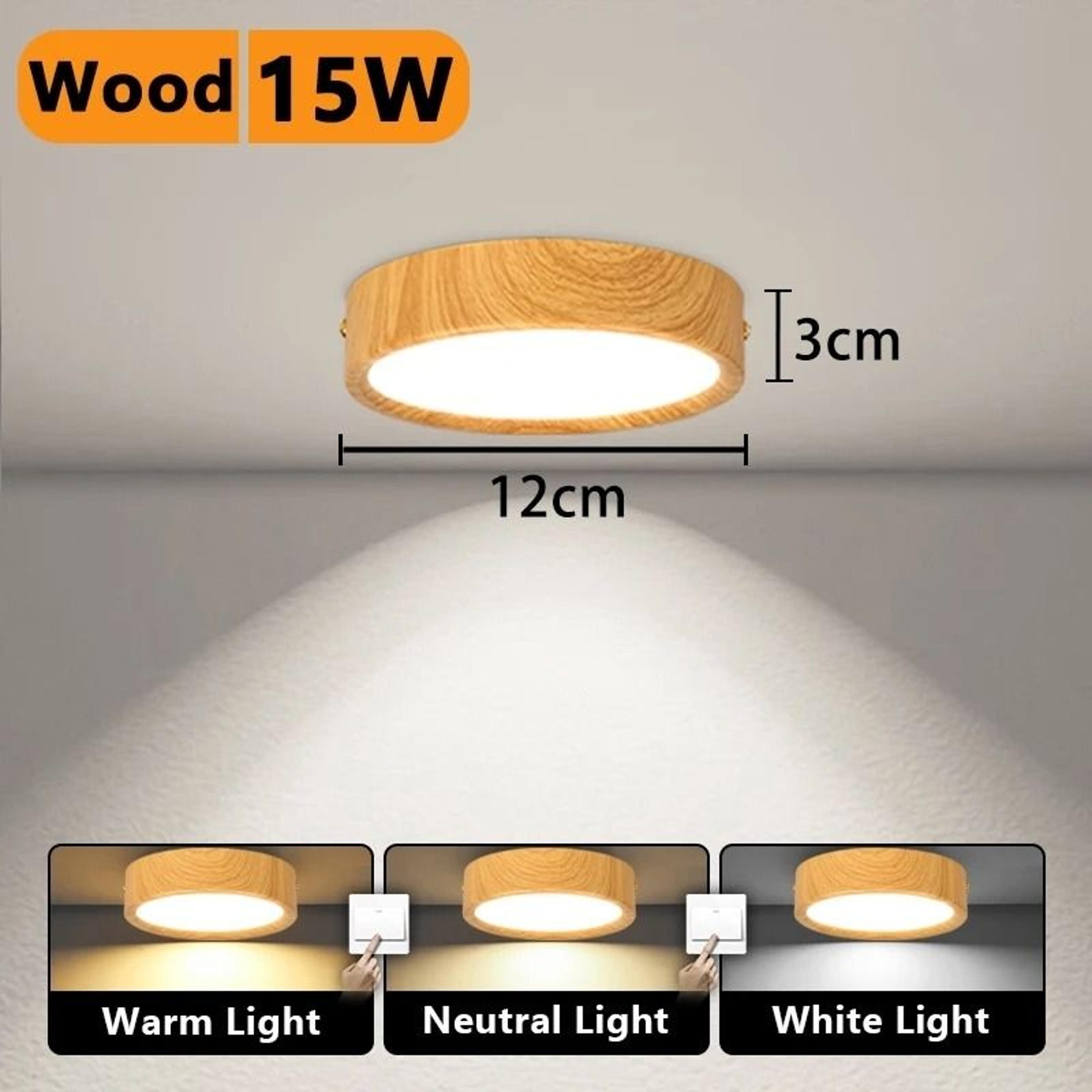 Wood Grain Gold LED Downlight 3 Colors Ceiling Light Spot Lamp Ultra Thin Panel Living Room 10