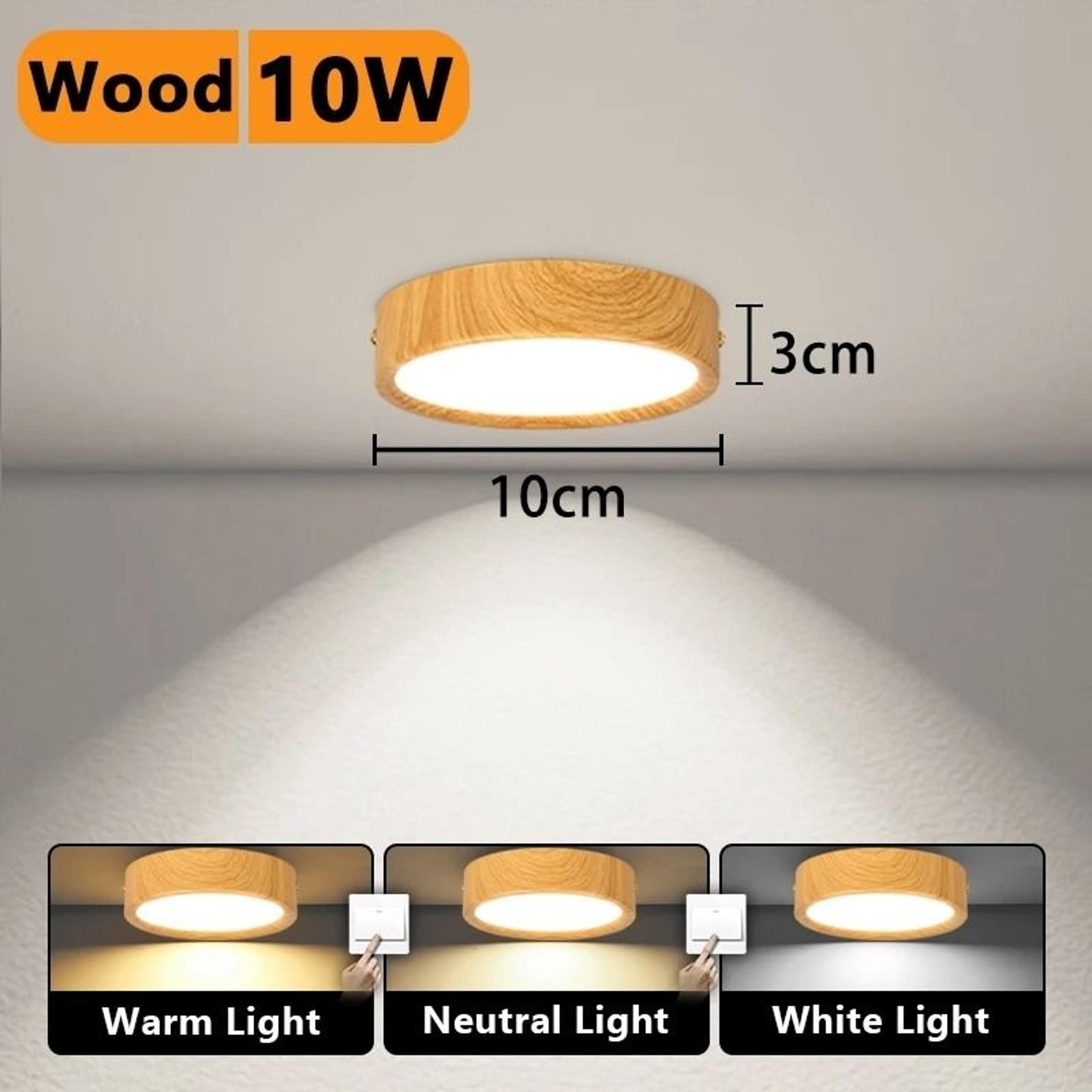 Wood Grain Gold LED Downlight 3 Colors Ceiling Light Spot Lamp Ultra Thin Panel Living Room 7