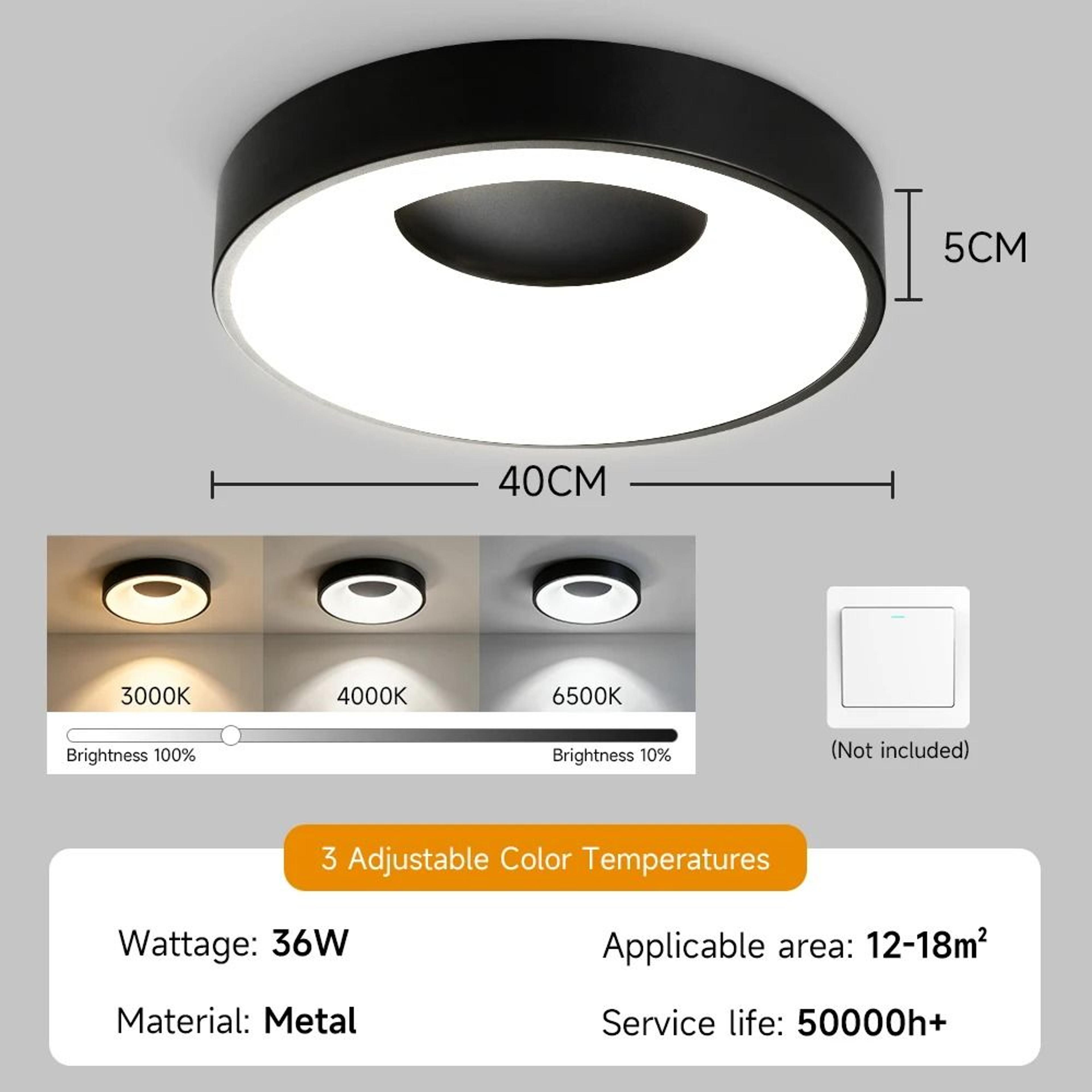 3 Color LED Ceiling Light Remote Dimmable Modern Lamp Living Room Bedroom 11