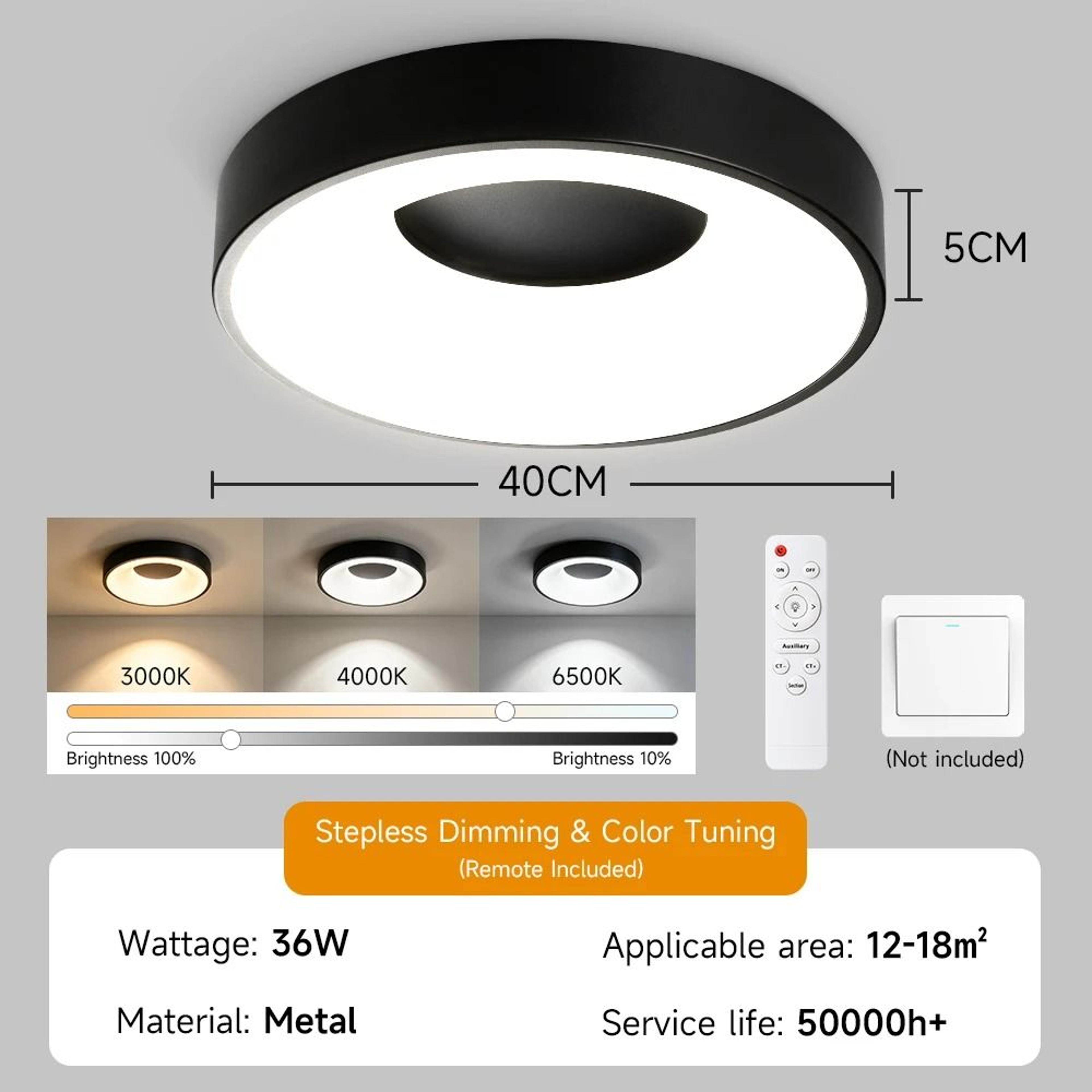 3 Color LED Ceiling Light Remote Dimmable Modern Lamp Living Room Bedroom 8