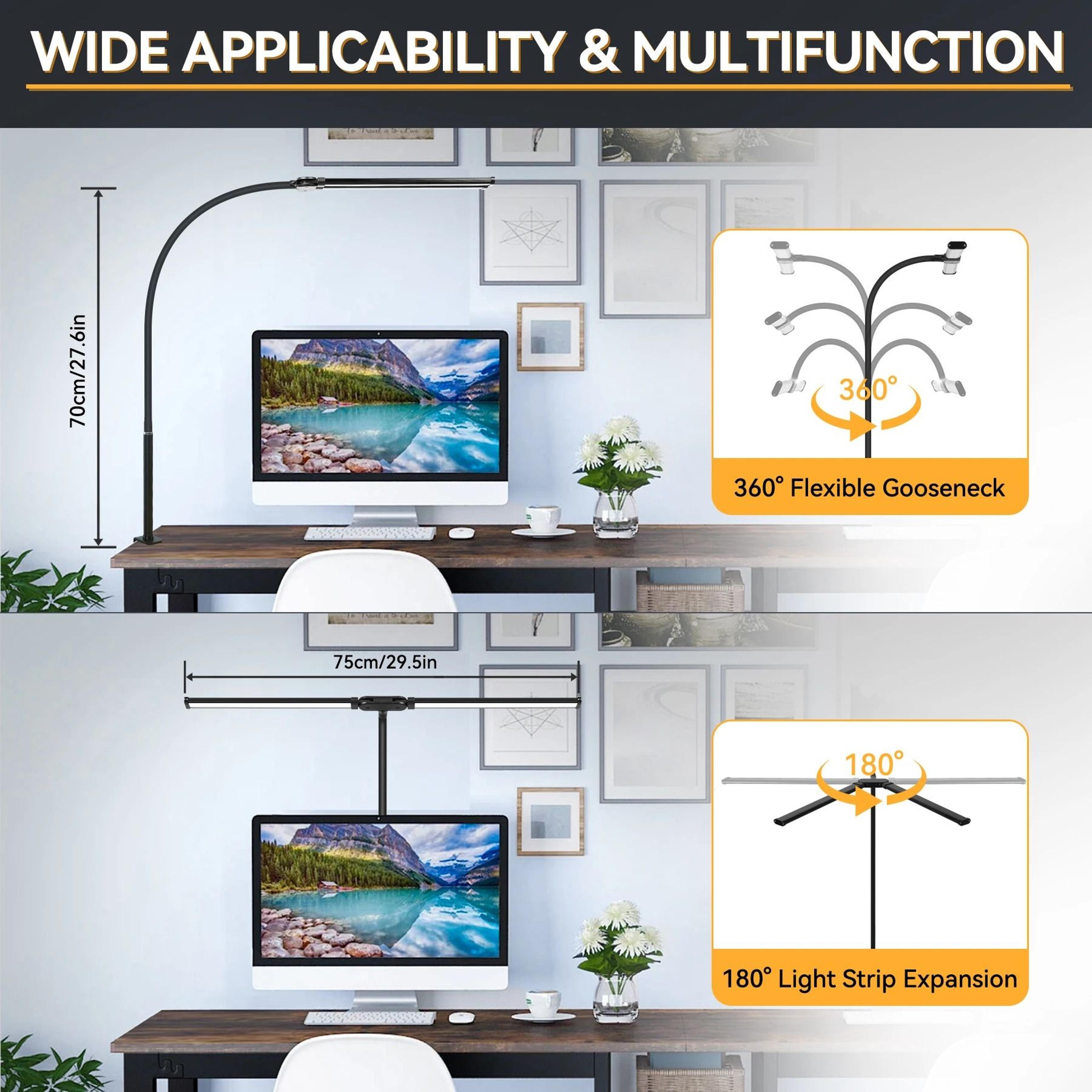 Double Head LED Monitor Light Bar 24W Dual Screen Lamp Stepless Dimmable USB Desk Light 4