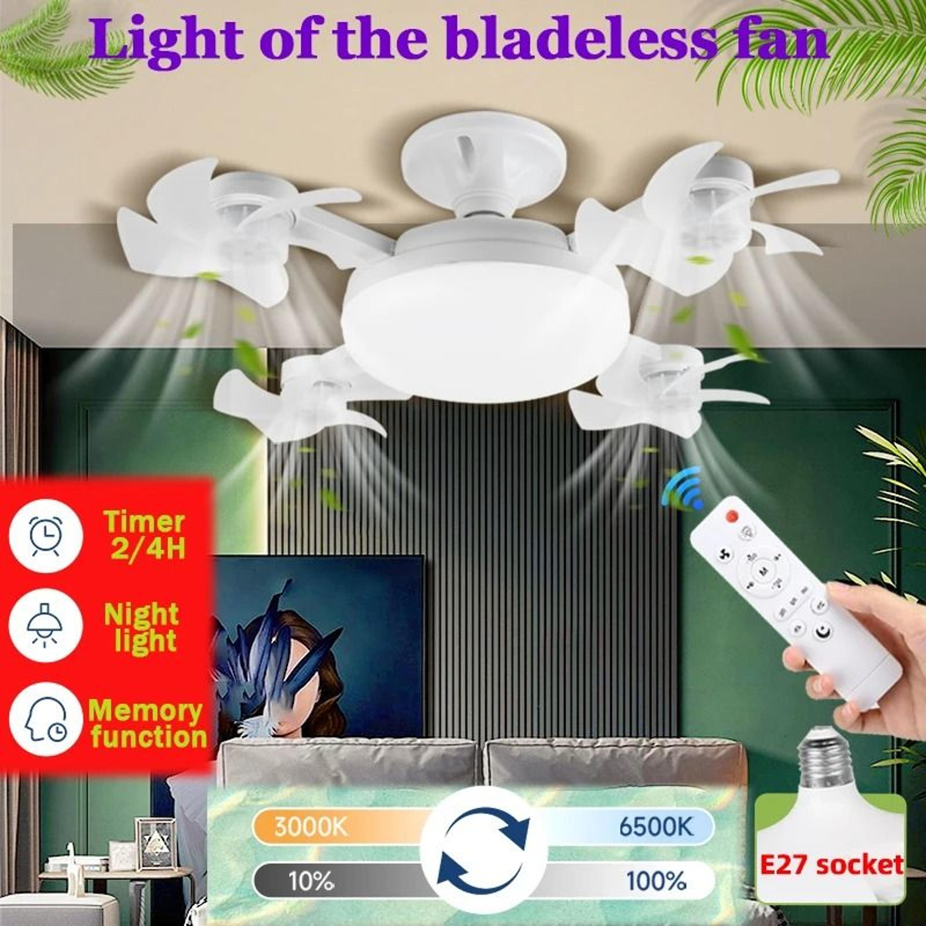 Ceiling Fan Light Socket Mount Remote Control 30W MultiSpeed Living Room Bedroom Kitchen 6