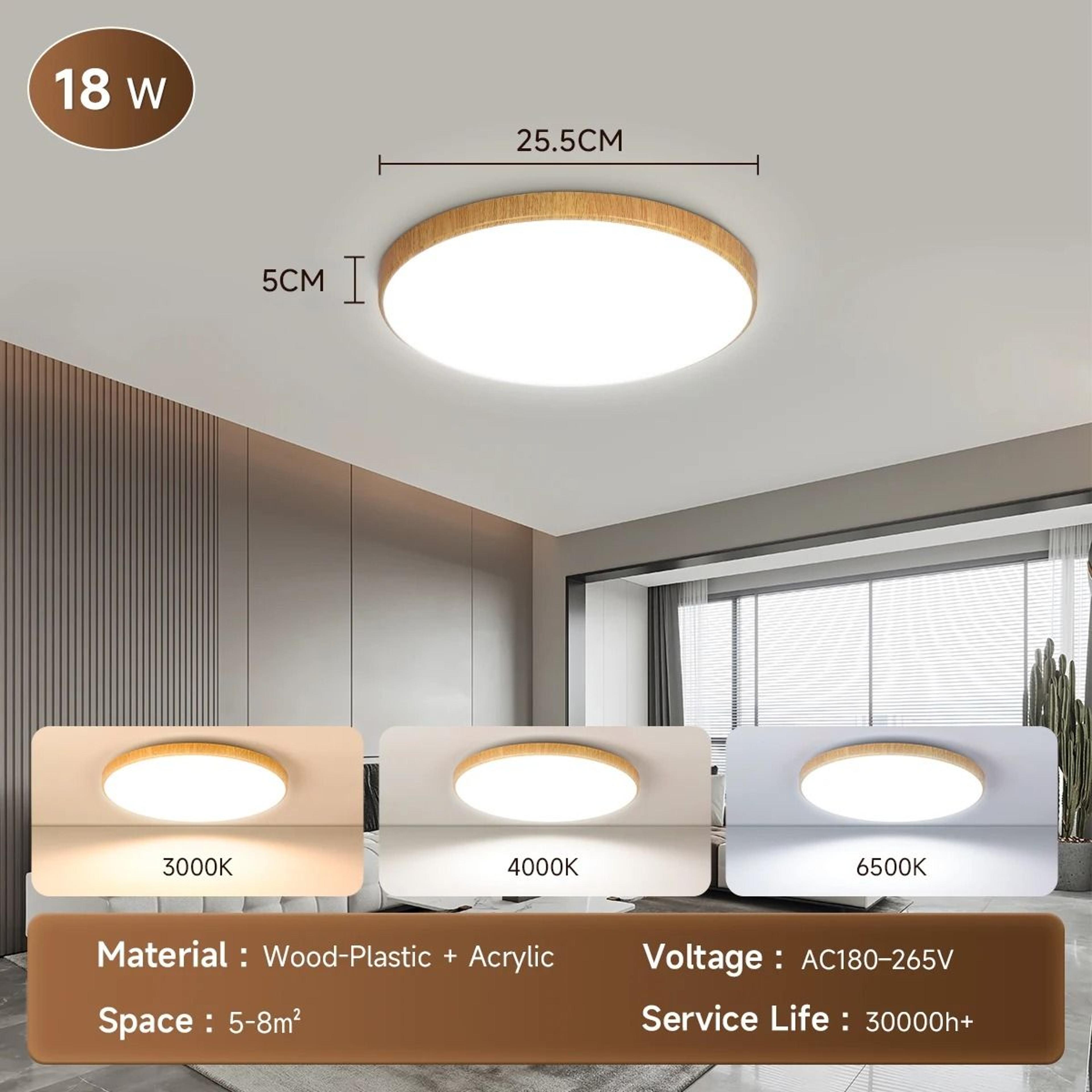 Modern Ultra Thin Wood Grain LED Ceiling Lamp 220V Living Room Bedroom Kitchen 6