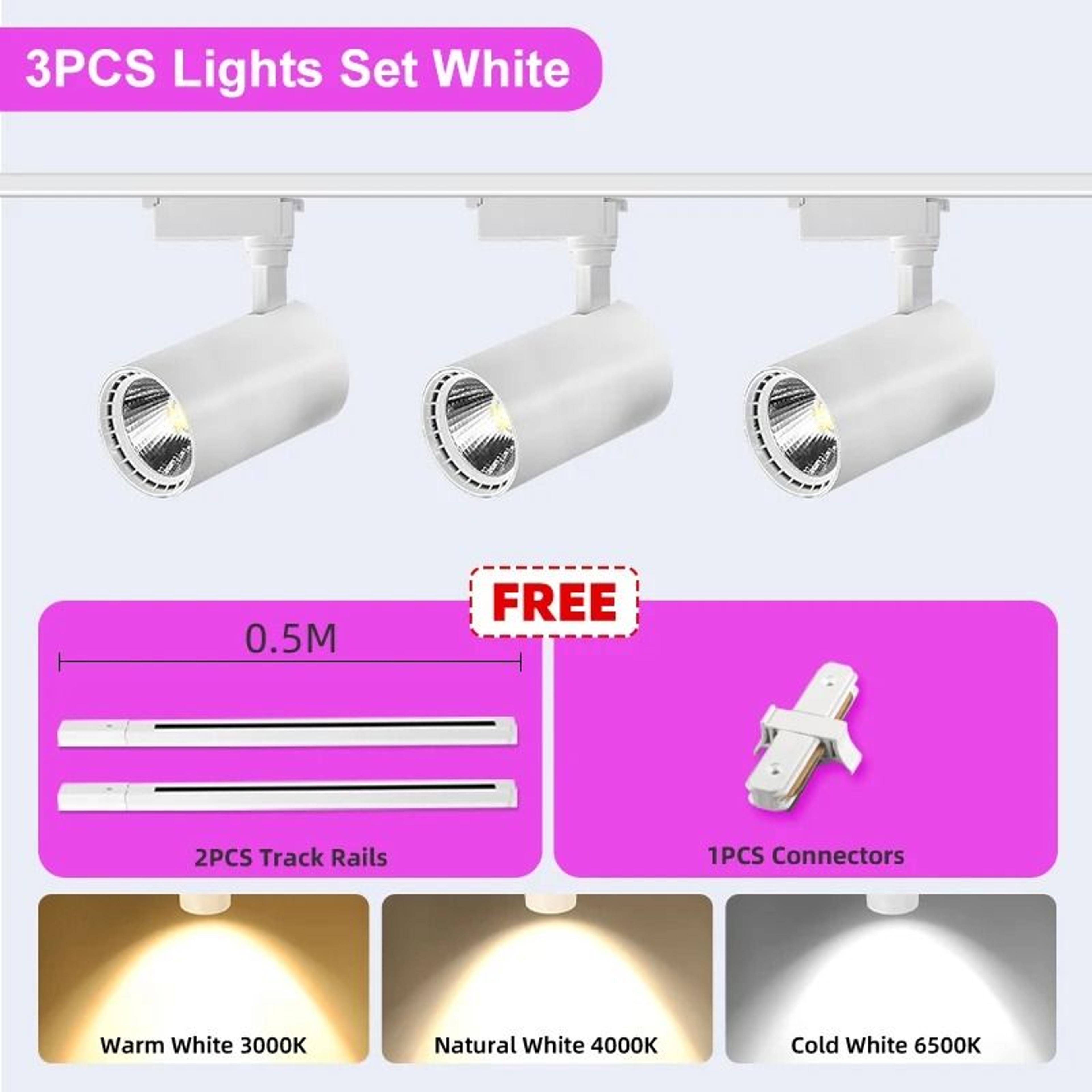 LED Track Light Set Adjustable Spot Rail Lamp 20W 30W 40W Indoor Spotlight Decor 11