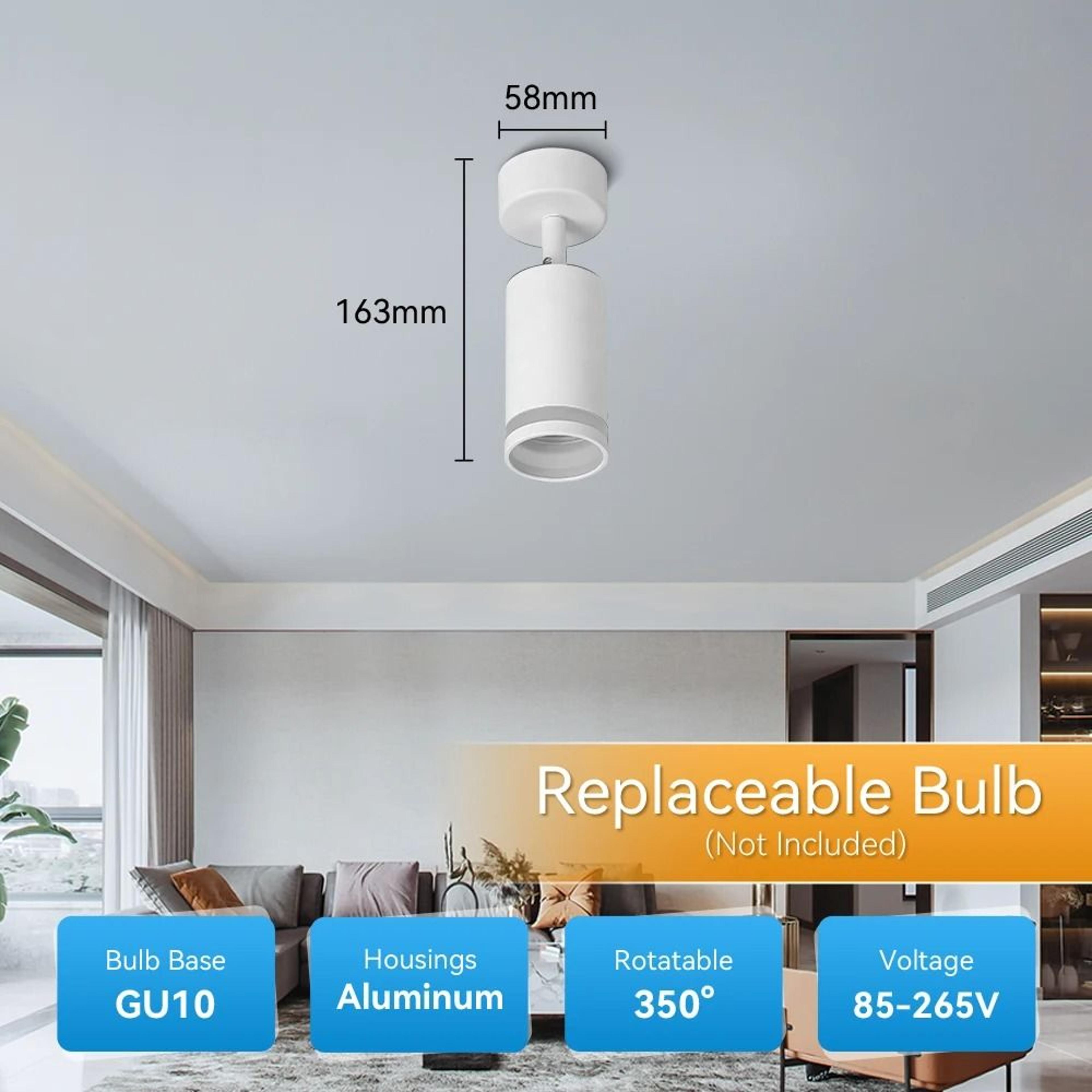 Modern Ceiling Spotlight Bracket Replaceable Bulb Spot Lamp Surface Mount Living Room Kitchen 11