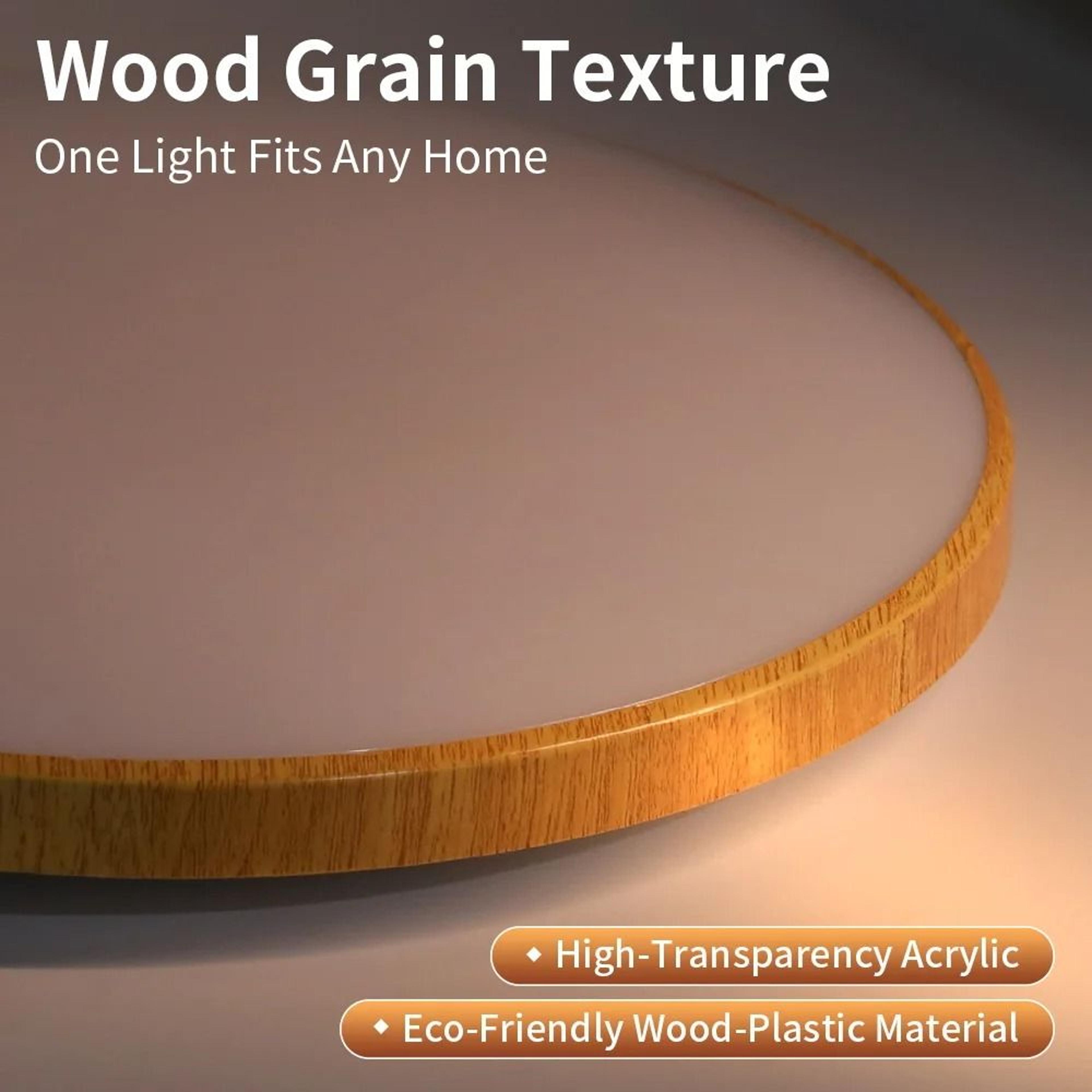 Modern Wood Grain LED Ceiling Light Tricolor Panel Lamp Chandelier Living Room Bedroom Kitchen 2