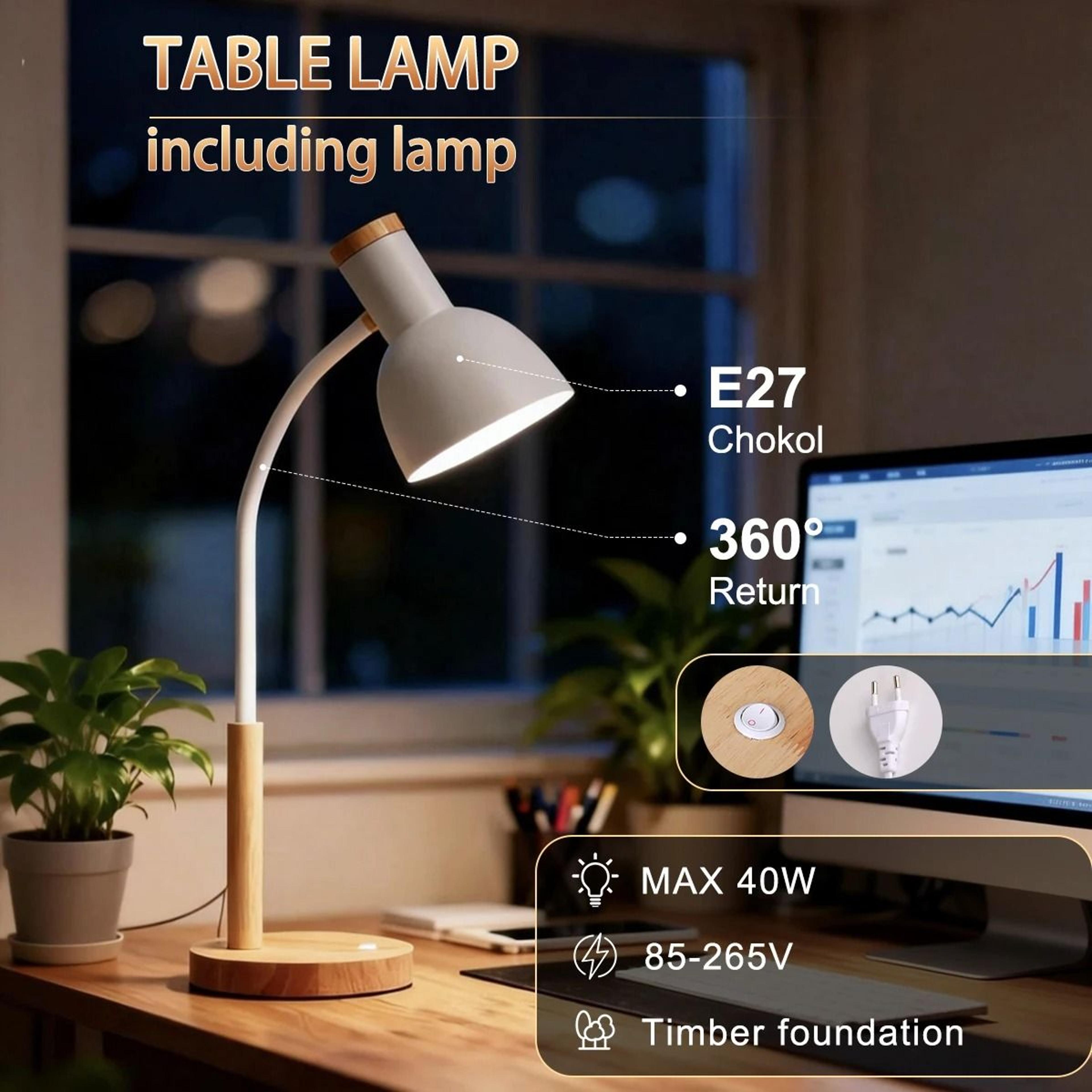 modern led desk table lamp replaceable bulb base bedside reading light bedroom office study