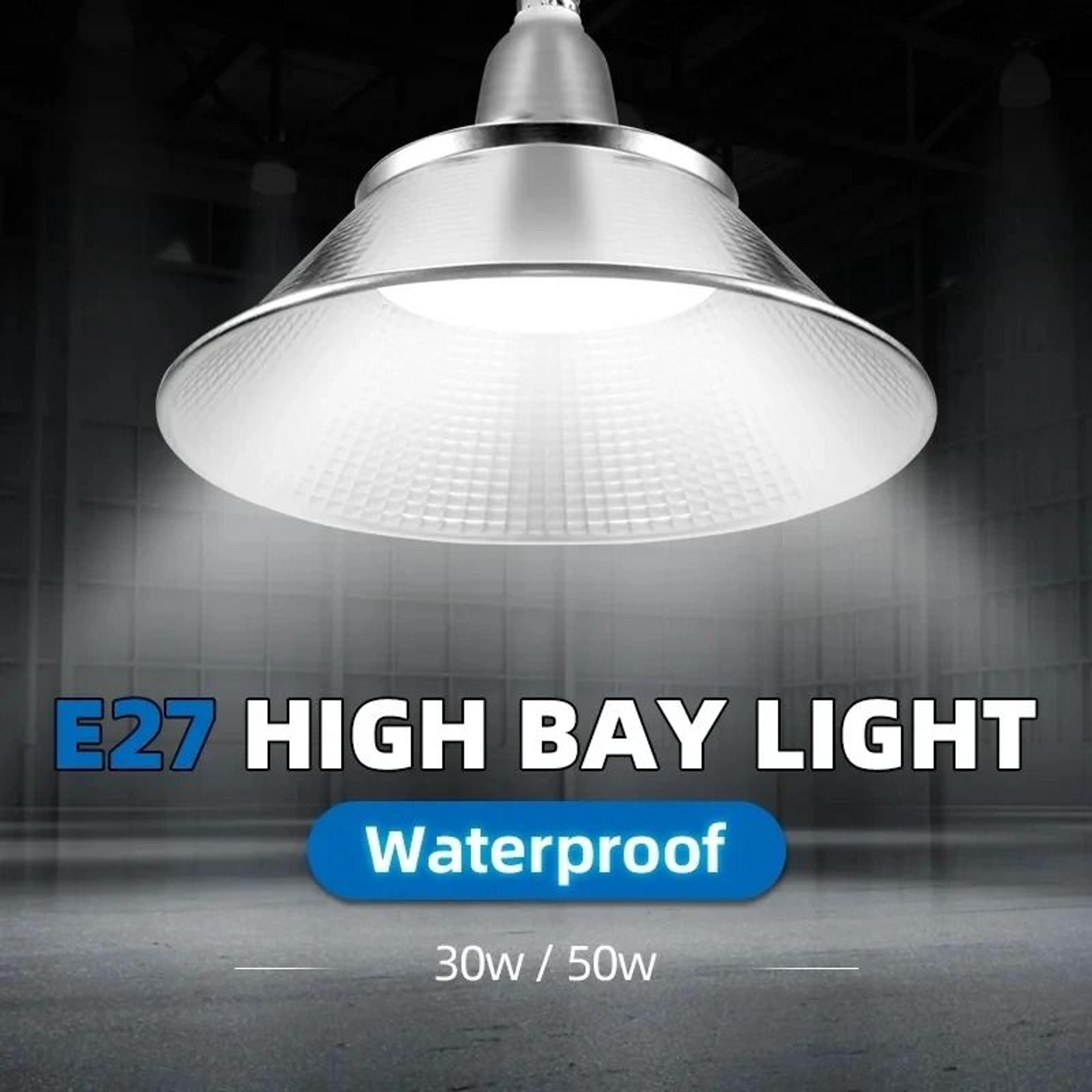 High Power LED Bay Light 30W 50W Industrial Ceiling Lamp Waterproof Workshop Garage Fixture 2