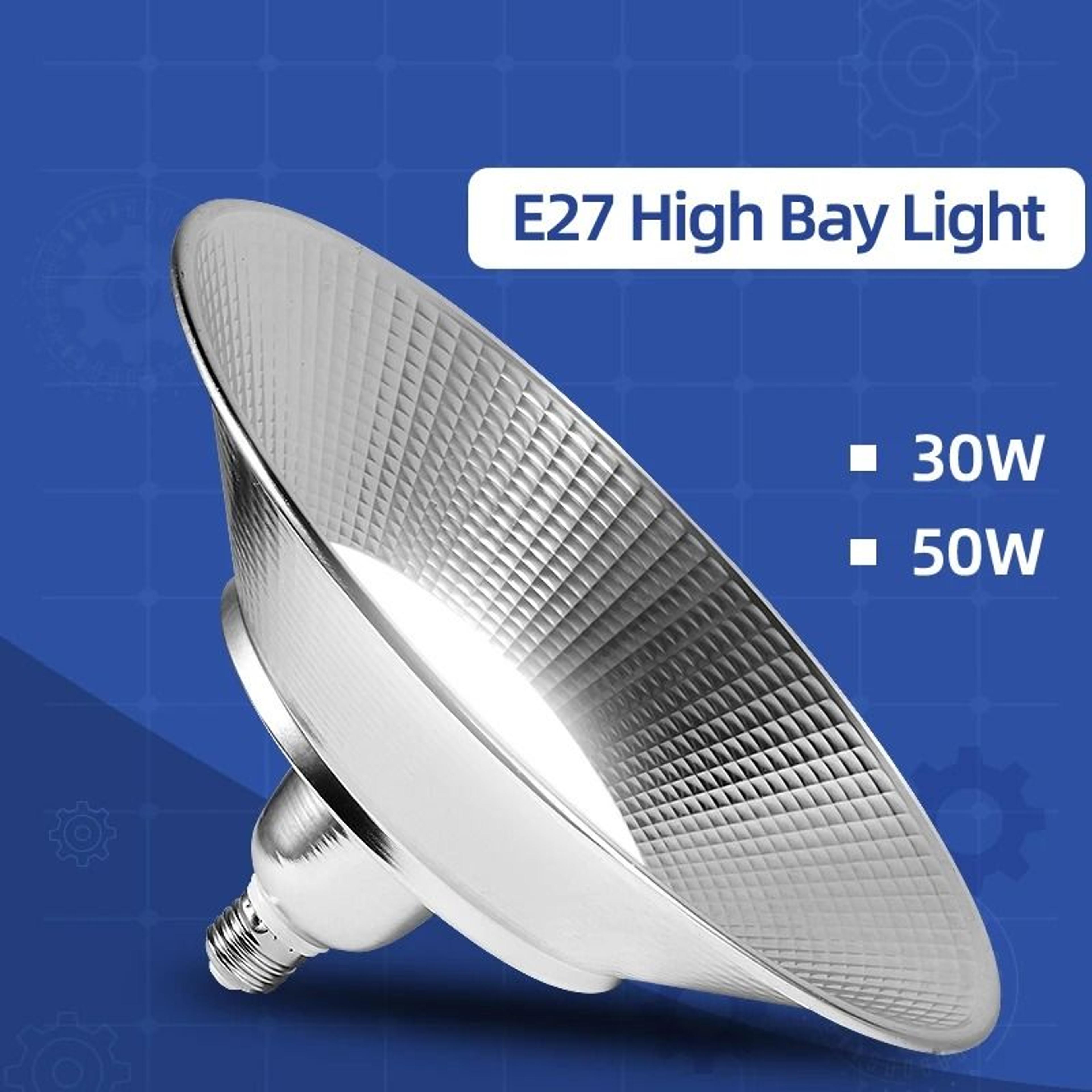 High Power LED Bay Light 30W 50W Industrial Ceiling Lamp Waterproof Workshop Garage Fixture 3