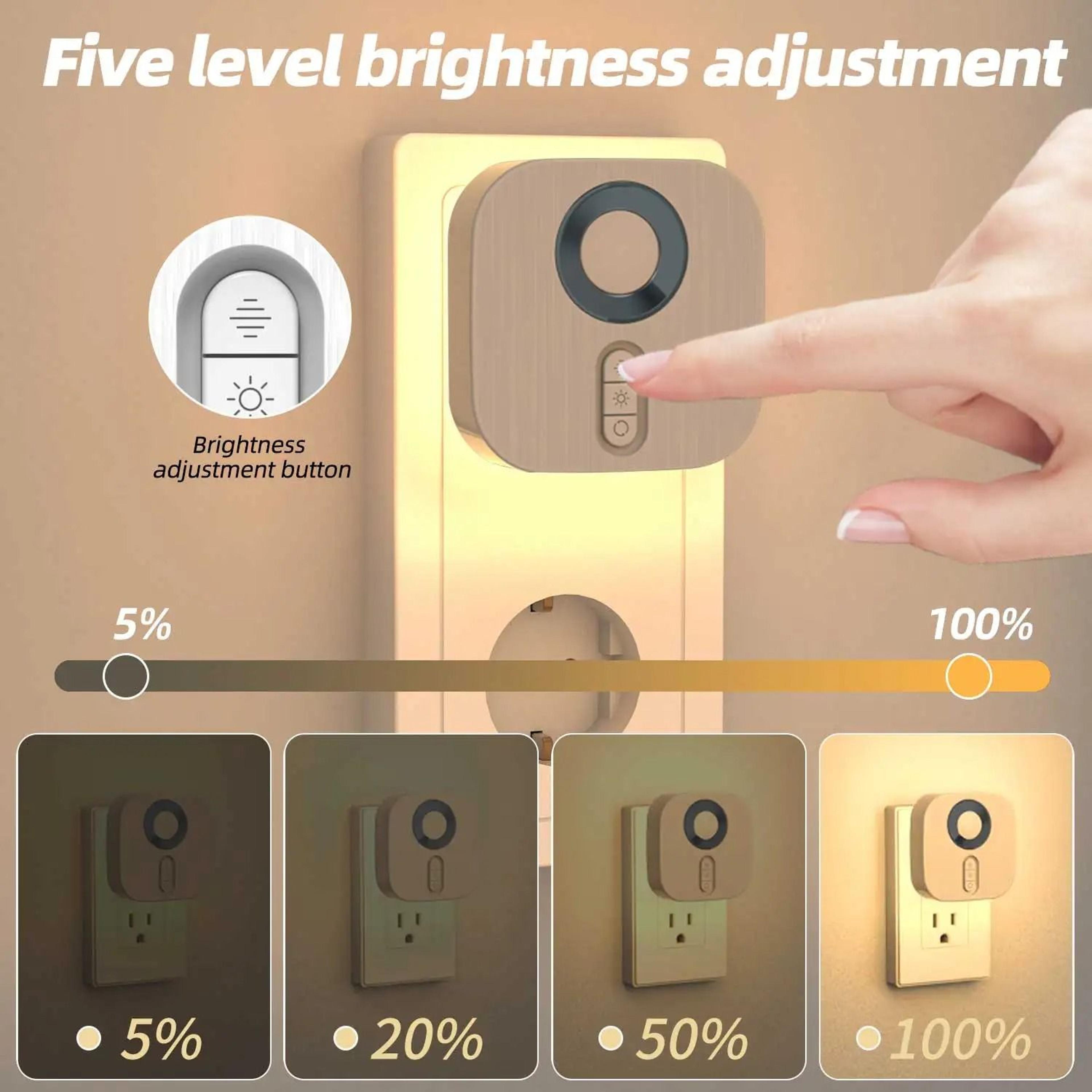 Plug In LED Night Light Motion Sensor Pass Through Socket RGB Color Ambient Wall Lamp 2