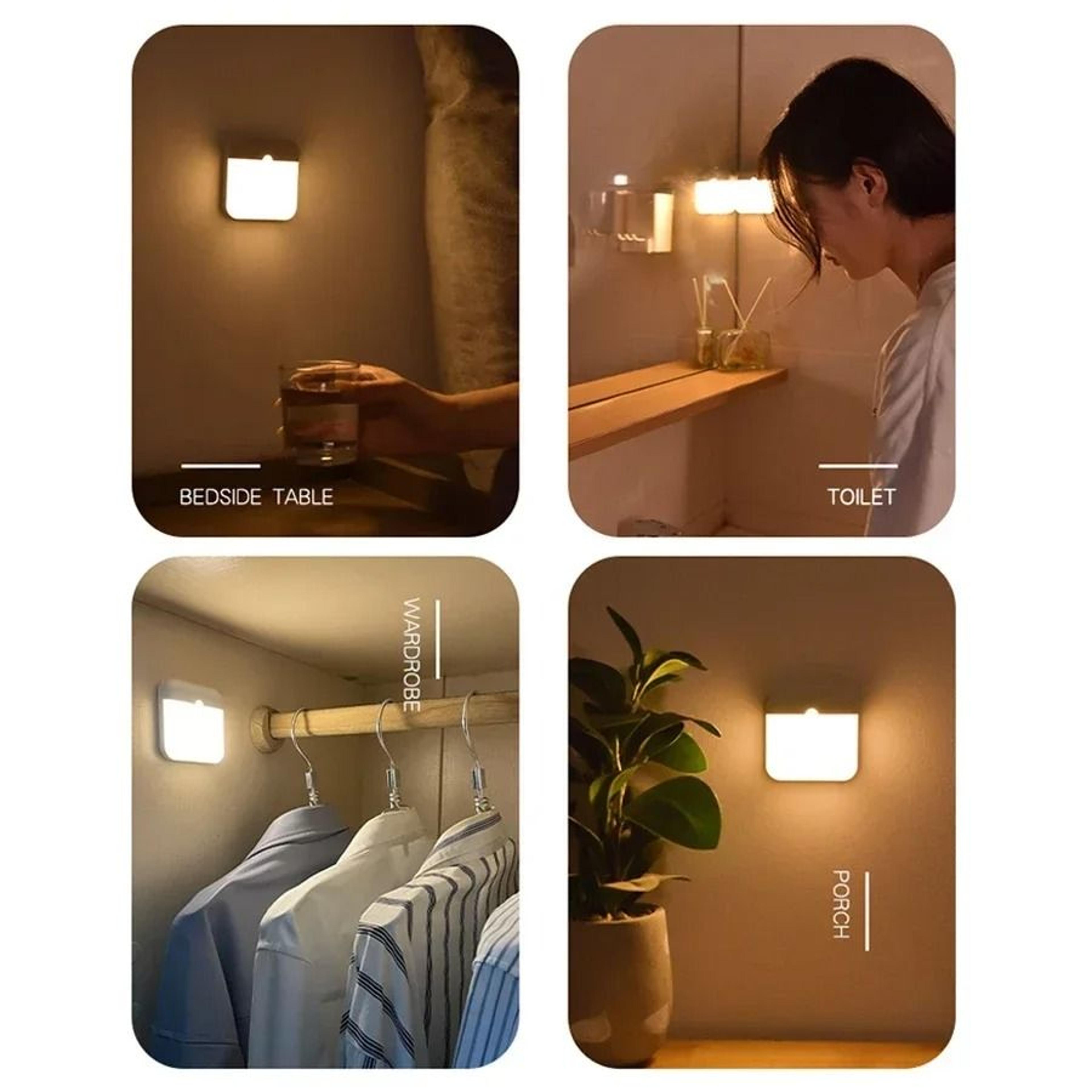 Motion Sensor LED Night Light Square Lamp USB Type C Charging Cordless Stair Hallway Wardrobe Puck  0