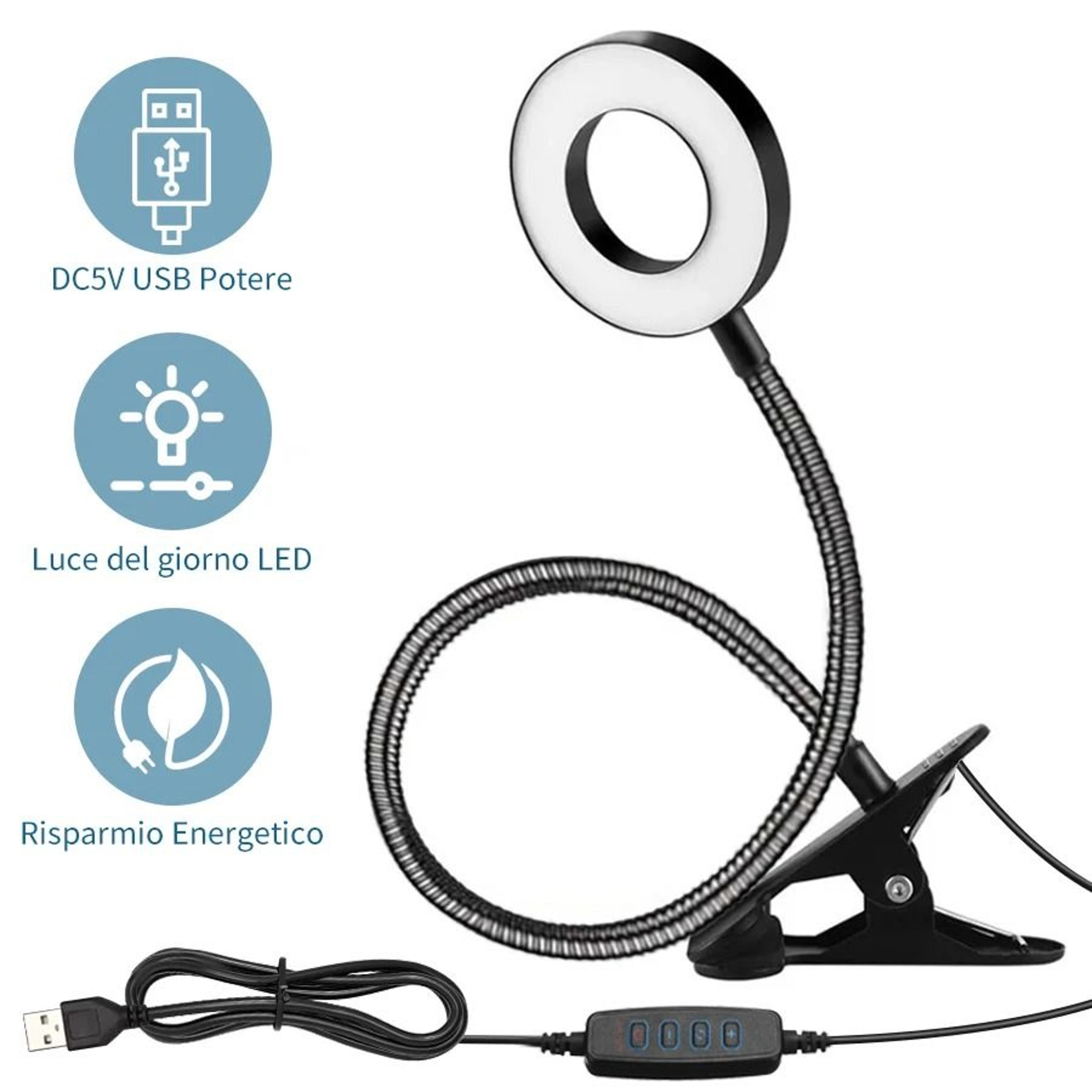 48 LED Clip On Desk Lamp USB Foldable Reading Light 360 Degree Flexible Gooseneck 3 Level Dimming T 0