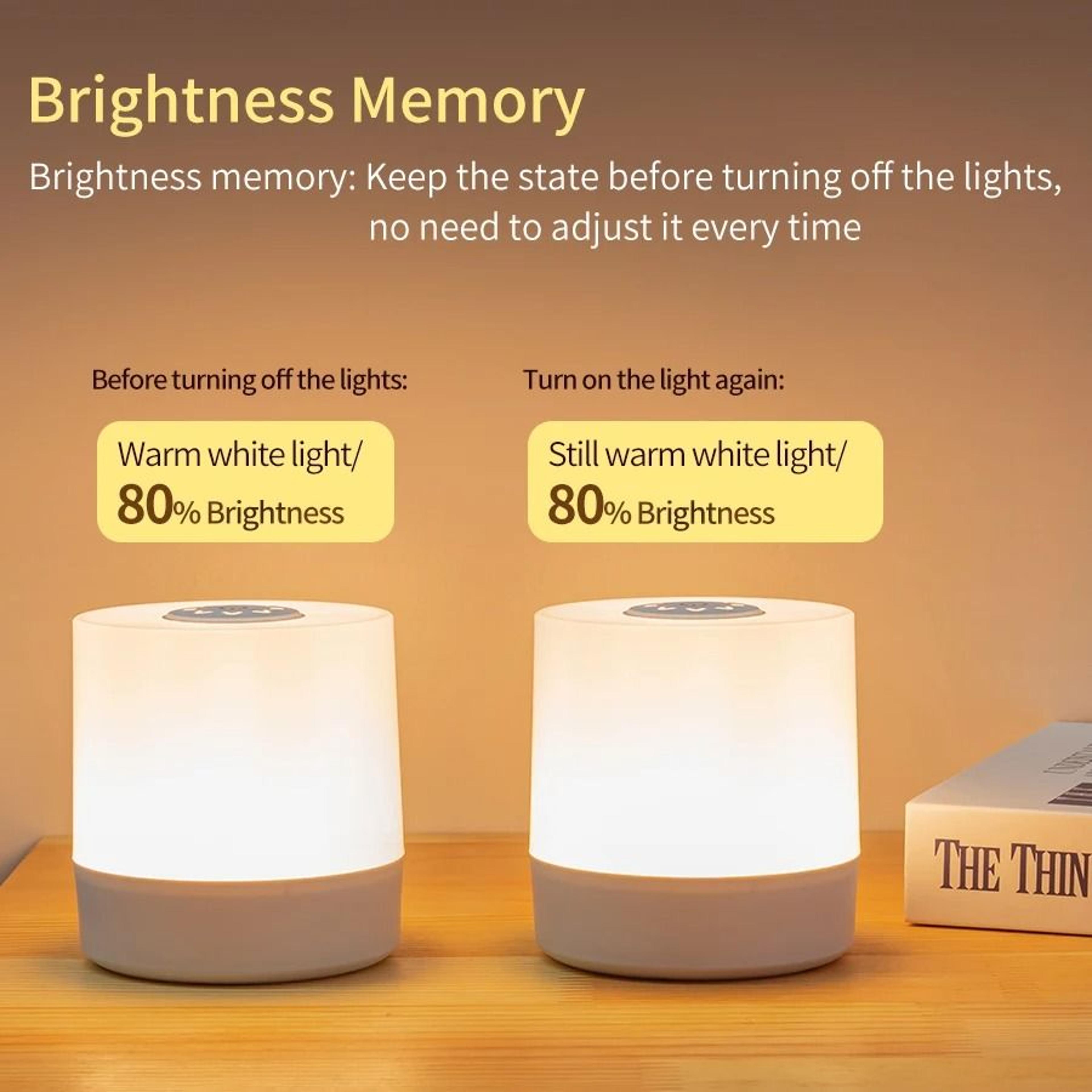 Rechargeable LED Touch Table Lamp Digital Clock Alarm Dimmable Warm Bedside Night Light With Remote 2